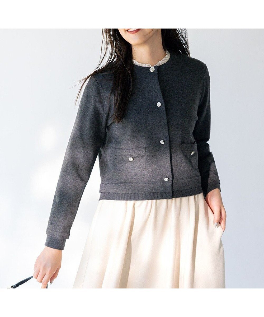 【組曲/KUMIKYOKU】のビジューニット カーディガン インテリア・キッズ・メンズ・レディースファッション・服の通販 founy(ファニー) ファッション Fashion レディースファッション Fashion for Women トップス・カットソー Cut & Sew Tops ニット Knit Tops & Sweaters カーディガン・羽織り Layered Style Cardigans インナー Innerwear カーディガン Cardigan, Knitwear コンパクト Compact, Small Size シンプル Simple, Minimal ジャケット Jacket, Outerwear ストレッチ Stretch, Stretchy Fabric チャーム Charm, Pendant ビジュー Bijou, Jewel-like Accent フリル Frill, Ruffle フレア Flare, Flared モダン Modern, Contemporary A/W・秋冬 Autumn/Winter エレガント 上品 Elegant グレー系|ID: prp329100004742452 ipo3291000000034269751