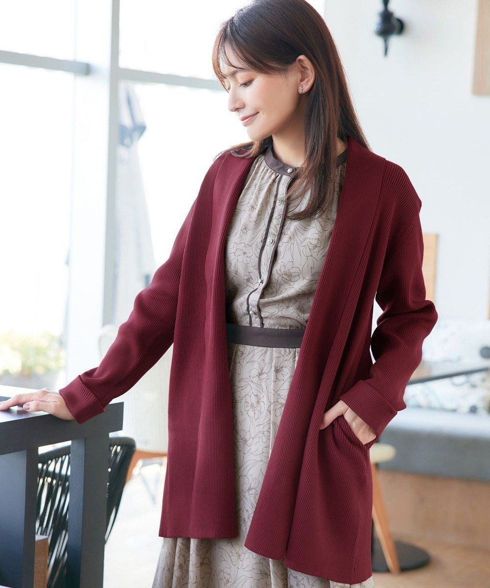 【ティアクラッセ/Tiaclasse】の【洗える】リブ編み着流しカーディガン インテリア・キッズ・メンズ・レディースファッション・服の通販 founy(ファニー) ファッション Fashion レディースファッション Fashion for Women トップス・カットソー Cut & Sew Tops カーディガン・羽織り Layered Style Cardigans アクセサリー Fashion Accessories 春 Spring 洗える Machine Washable 秋 Autumn カットソー Cut and Sewn Top カーディガン Cardigan, Knitwear チュニック Tunic, Long Top ポケット Pocket, Pocket Detail リブニット Rib Knit, Ribbed Knit 冬 Winter / This Winter A/W・秋冬 Autumn/Winter 再入荷 Restock / Back in Stock 新作・新入荷 New Arrivals / New In ボルドー|ID: prp329100004742466 ipo3291000000034270083