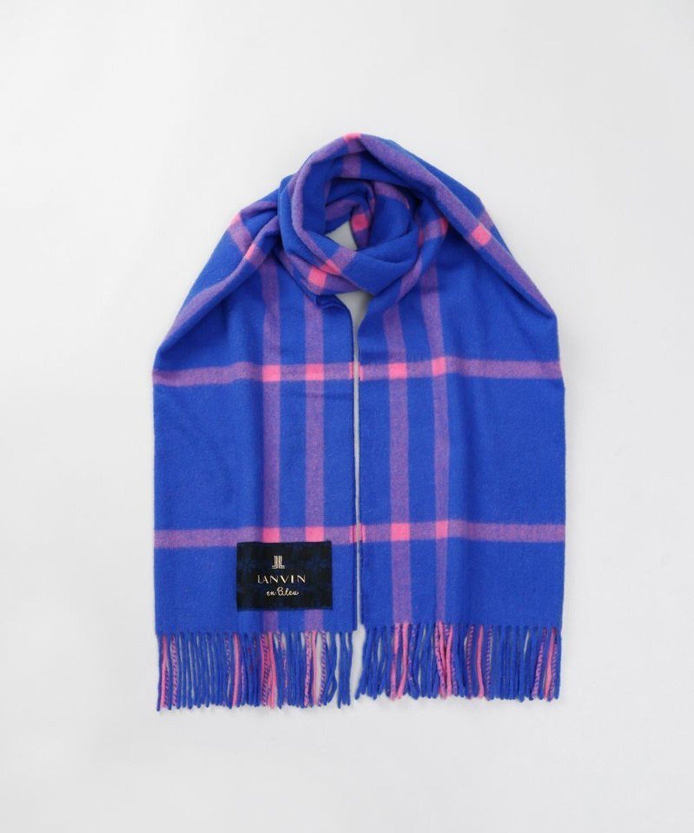 【アウロラ/AURORA】の【 LANVIN en Bleu (ランバン オン ブルー)】チェックウールストール インテリア・キッズ・メンズ・レディースファッション・服の通販 founy(ファニー) 　ファッション　Fashion　レディースファッション　Fashion for Women　ストール　Soft & Warm Scarves　マフラー・スヌード / 冬小物の定番　Scarves & Mufflers　クラシック　Classic, Timeless Style　ストール　Stole, Wrap　スヌード　Snood, Infinity Scarf　チェック　Check, Plaid, Tartan　ビッグ　Big, Oversized　マフラー　Scarf, Muffler　ミックス　Mix, Mixed Style　A/W・秋冬　Autumn/Winter　ブルー|ID: prp329100004742470 ipo3291000000034270224