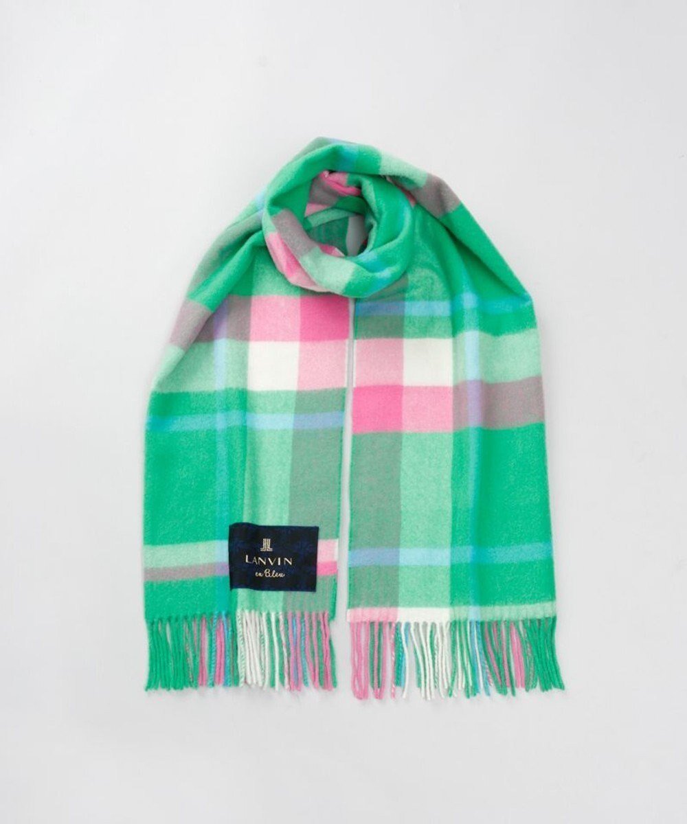 【アウロラ/AURORA】の【 LANVIN en Bleu (ランバン オン ブルー)】チェックウールストール インテリア・キッズ・メンズ・レディースファッション・服の通販 founy(ファニー) 　ファッション　Fashion　レディースファッション　Fashion for Women　ストール　Soft & Warm Scarves　マフラー・スヌード / 冬小物の定番　Scarves & Mufflers　クラシック　Classic, Timeless Style　ストール　Stole, Wrap　スヌード　Snood, Infinity Scarf　チェック　Check, Plaid, Tartan　ビッグ　Big, Oversized　マフラー　Scarf, Muffler　ミックス　Mix, Mixed Style　A/W・秋冬　Autumn/Winter　グリーン|ID: prp329100004742470 ipo3291000000034270225