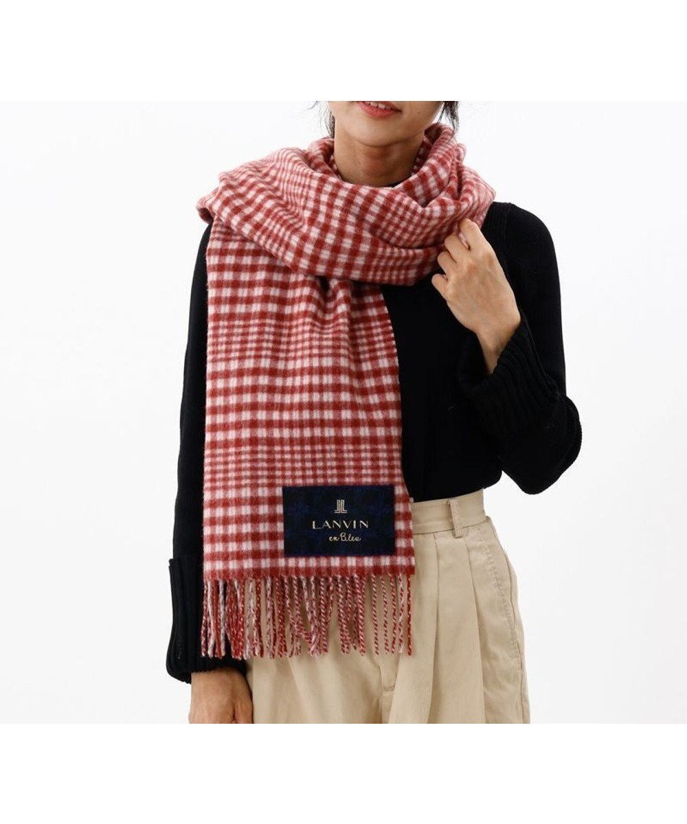 【アウロラ/AURORA】の【 LANVIN en Bleu (ランバン オン ブルー)】チェックウールストール インテリア・キッズ・メンズ・レディースファッション・服の通販 founy(ファニー) 　ファッション　Fashion　レディースファッション　Fashion for Women　ストール　Soft & Warm Scarves　マフラー・スヌード / 冬小物の定番　Scarves & Mufflers　クラシック　Classic, Timeless Style　ストール　Stole, Wrap　スヌード　Snood, Infinity Scarf　チェック　Check, Plaid, Tartan　ビッグ　Big, Oversized　マフラー　Scarf, Muffler　ミックス　Mix, Mixed Style　A/W・秋冬　Autumn/Winter　ワイン|ID: prp329100004742470 ipo3291000000034270227