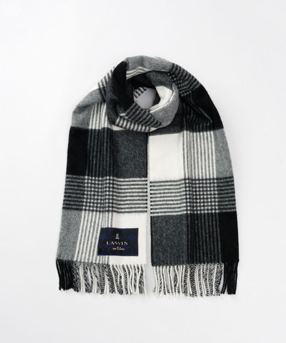 【アウロラ/AURORA】の【 LANVIN en Bleu (ランバン オン ブルー)】チェックウールストール インテリア・キッズ・メンズ・レディースファッション・服の通販 founy(ファニー) 　ファッション　Fashion　レディースファッション　Fashion for Women　ストール　Soft & Warm Scarves　マフラー・スヌード / 冬小物の定番　Scarves & Mufflers　クラシック　Classic, Timeless Style　ストール　Stole, Wrap　スヌード　Snood, Infinity Scarf　チェック　Check, Plaid, Tartan　ビッグ　Big, Oversized　マフラー　Scarf, Muffler　ミックス　Mix, Mixed Style　A/W・秋冬　Autumn/Winter　ブラック|ID: prp329100004742470 ipo3291000000034270228