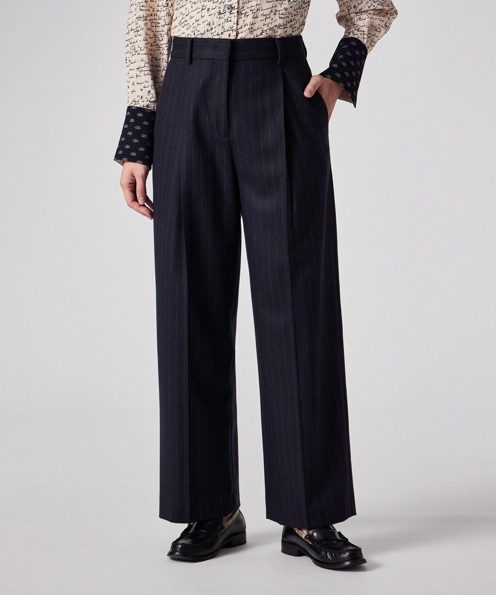 【ポール スミス/Paul Smith】のストライプ ウール ワイドパンツ インテリア・キッズ・メンズ・レディースファッション・服の通販 founy(ファニー) 　ファッション　Fashion　レディースファッション　Fashion for Women　パンツ　Pants & Trousers　おすすめ　Recommended / Our Picks　ジャケット　Jacket, Outerwear　ストライプ　Stripe, Striped Pattern　セットアップ　Set-Up, Coordinated Outfit　ワイド　Wide, Wide Fit　夏　Summer　S/S・春夏　SS, Spring/Summer, Warm Season　A/W・秋冬　Autumn/Winter　ネイビー|ID: prp329100004742508 ipo3291000000034485456
