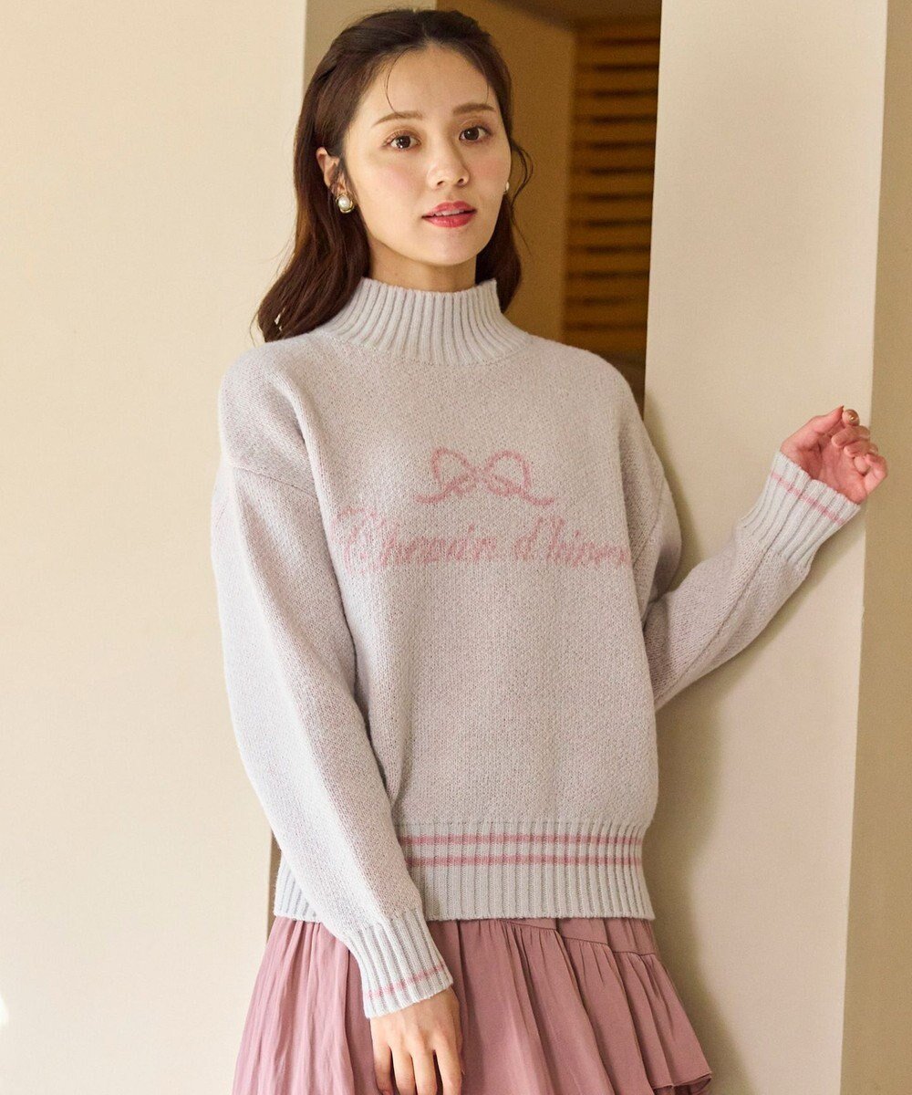 【フェルゥ/Feroux】のレタードハイネック プルオーバー インテリア・キッズ・メンズ・レディースファッション・服の通販 founy(ファニー) ファッション Fashion レディースファッション Fashion for Women トップス・カットソー Cut & Sew Tops ニット Knit Tops & Sweaters カジュアルプルオーバー・ニットトップス Pullovers & Knit Tops / Casual Pullovers セーター Sweater, Knitwear ティアードスカート Tiered Skirt, Flounced Skirt ハイネック High Neck, Mock Neck フェミニン Feminine, Girly リボン Ribbon, Bow A/W・秋冬 Autumn/Winter アイボリー系|ID: prp329100004742517 ipo3291000000034270454