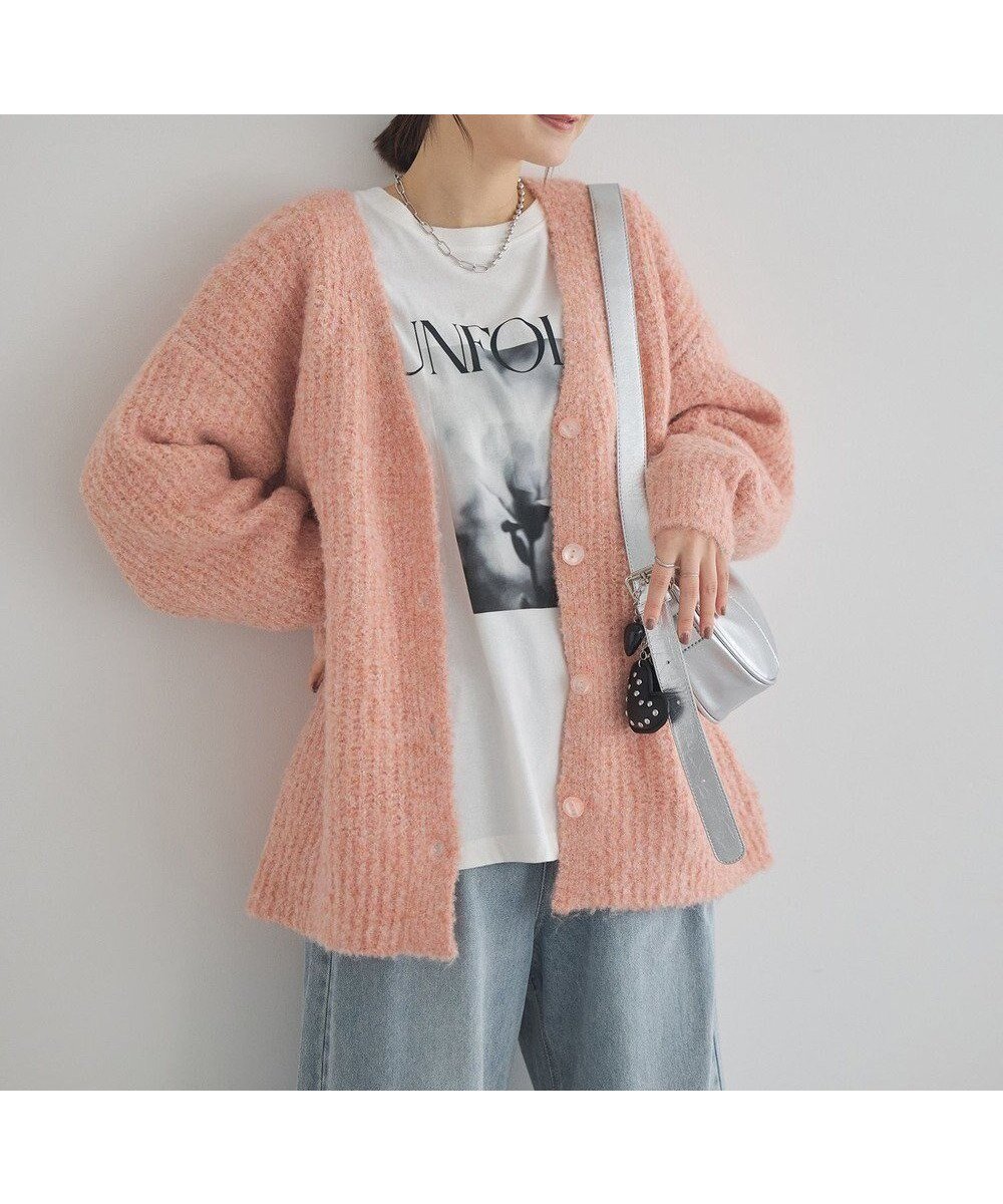【アースミュージックアンドエコロジー/earth music&ecology】の【ベルト付き】MIXカラーブークレカーディガン インテリア・キッズ・メンズ・レディースファッション・服の通販 founy(ファニー) 　ファッション　Fashion　レディースファッション　Fashion for Women　トップス・カットソー　Cut & Sew Tops　カーディガン・羽織り　Layered Style Cardigans　ベルト&ウエストマーク　Belts & Waist Accessories　カーディガン　Cardigan, Knitwear　ボトム　Bottoms, Lower Wear　ポケット　Pocket, Pocket Detail　ループ　Loop, Loop Knit　A/W・秋冬　Autumn/Winter　Pink Orange|ID: prp329100004742520 ipo3291000000034496725