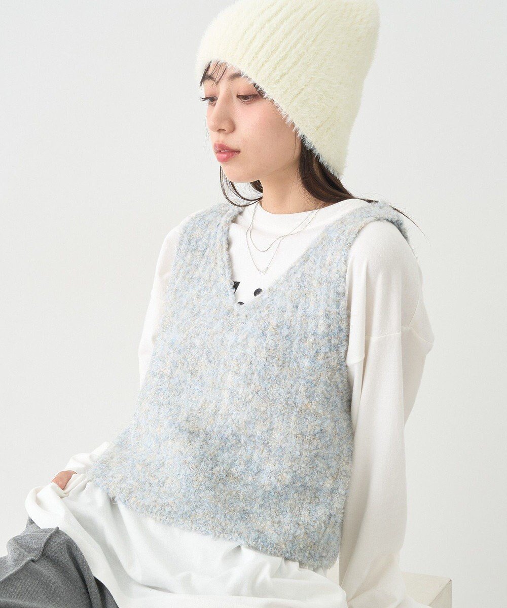 【アースミュージックアンドエコロジー/earth music&ecology】のMIXカラーブークレニットビスチェ インテリア・キッズ・メンズ・レディースファッション・服の通販 founy(ファニー)  ファッション Fashion レディースファッション Fashion for Women アウター Coat / Outerwear Collection トップス・カットソー Cut & Sew Tops ニット Knit Tops & Sweaters ベスト&ジレ / 重ね着スタイル Vests & Gilets ビスチェ Bustiers & Corset Tops / Layered Bustier Style おすすめ Recommended / Our Picks ビスチェ Bustier, Corset Top フォルム Silhouette, Form ベスト Vest, Waistcoat ボトム Bottoms, Lower Wear ポケット Pocket, Pocket Detail ワイド Wide, Wide Fit A/W・秋冬 Autumn/Winter Light Blue|ID: prp329100004742521 ipo3291000000034270470