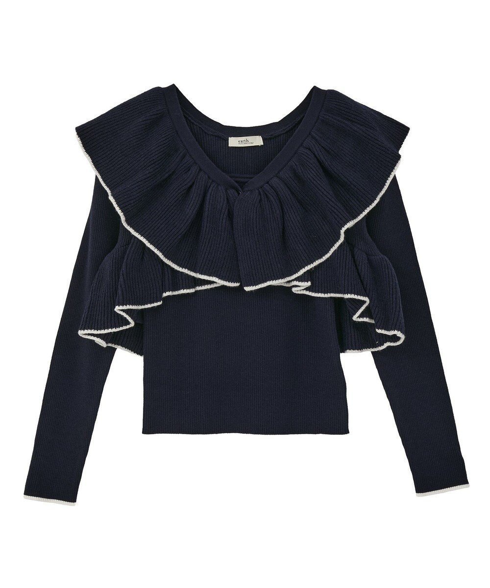 【アースミュージックアンドエコロジー/earth music&ecology】の【SET ITEM】ラッフルニットボレロアンサンブル インテリア・キッズ・メンズ・レディースファッション・服の通販 founy(ファニー) ファッション Fashion レディースファッション Fashion for Women アウター Coat / Outerwear Collection ボレロ・ショート丈ジャケット / ドレス羽織りに Boleros & Short Jackets トップス・カットソー Cut & Sew Tops ニット Knit Tops & Sweaters アンサンブルニット Knit Ensembles & Twin Sets おすすめ Recommended / Our Picks アンサンブル Ensemble Set インナー Innerwear スクエア Square, Square Shape セーター Sweater, Knitwear タンク Tank Top, Sleeveless Top ボレロ Bolero, Short Cardigan ポケット Pocket, Pocket Detail A/W・秋冬 Autumn/Winter Navy|ID: prp329100004742530 ipo3291000000034270501