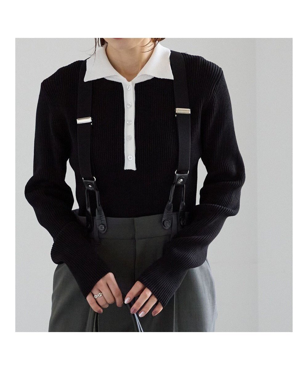 【テチチ/Te chichi】のパネルパターンアソートリブポロニット インテリア・キッズ・メンズ・レディースファッション・服の通販 founy(ファニー) ファッション Fashion レディースファッション Fashion for Women トップス・カットソー Cut & Sew Tops ニット Knit Tops & Sweaters セーター Sweater, Knitwear デニム Denim, Jeans Material フロント Front, Front Design ボーダー Border, Stripe エレガント 上品 Elegant 夏 Summer S/S・春夏 SS, Spring/Summer, Warm Season 無地 Plain, Solid Color A/W・秋冬 Autumn/Winter ブラック|ID: prp329100004742541 ipo3291000000034270542