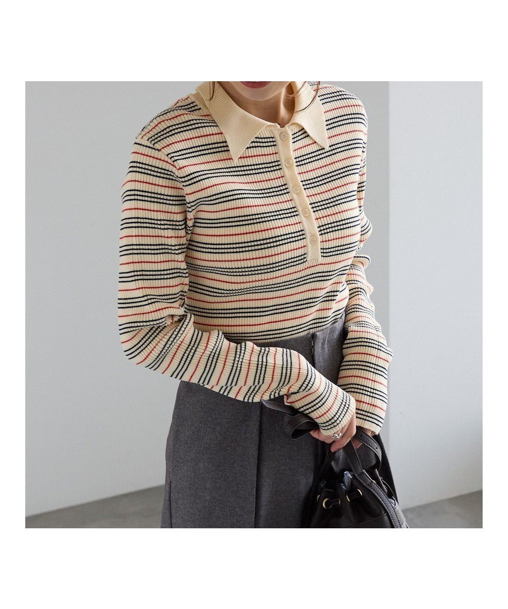 【テチチ/Te chichi】のパネルパターンアソートリブポロニット インテリア・キッズ・メンズ・レディースファッション・服の通販 founy(ファニー) ファッション Fashion レディースファッション Fashion for Women トップス・カットソー Cut & Sew Tops ニット Knit Tops & Sweaters セーター Sweater, Knitwear デニム Denim, Jeans Material フロント Front, Front Design ボーダー Border, Stripe エレガント 上品 Elegant 夏 Summer S/S・春夏 SS, Spring/Summer, Warm Season 無地 Plain, Solid Color A/W・秋冬 Autumn/Winter ベージュ|ID: prp329100004742541 ipo3291000000034270544