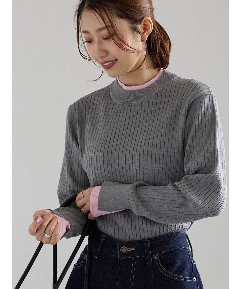 【テチチ/Te chichi】の配色レイヤードリブニットプルオーバー インテリア・キッズ・メンズ・レディースファッション・服の通販 founy(ファニー) ファッション Fashion レディースファッション Fashion for Women トップス・カットソー Cut & Sew Tops ニット Knit Tops & Sweaters カジュアルプルオーバー・ニットトップス Pullovers & Knit Tops / Casual Pullovers セーター Sweater, Knitwear ボーダー Border, Stripe 夏 Summer S/S・春夏 SS, Spring/Summer, Warm Season 無地 Plain, Solid Color A/W・秋冬 Autumn/Winter グレー|ID: prp329100004742542 ipo3291000000034270546