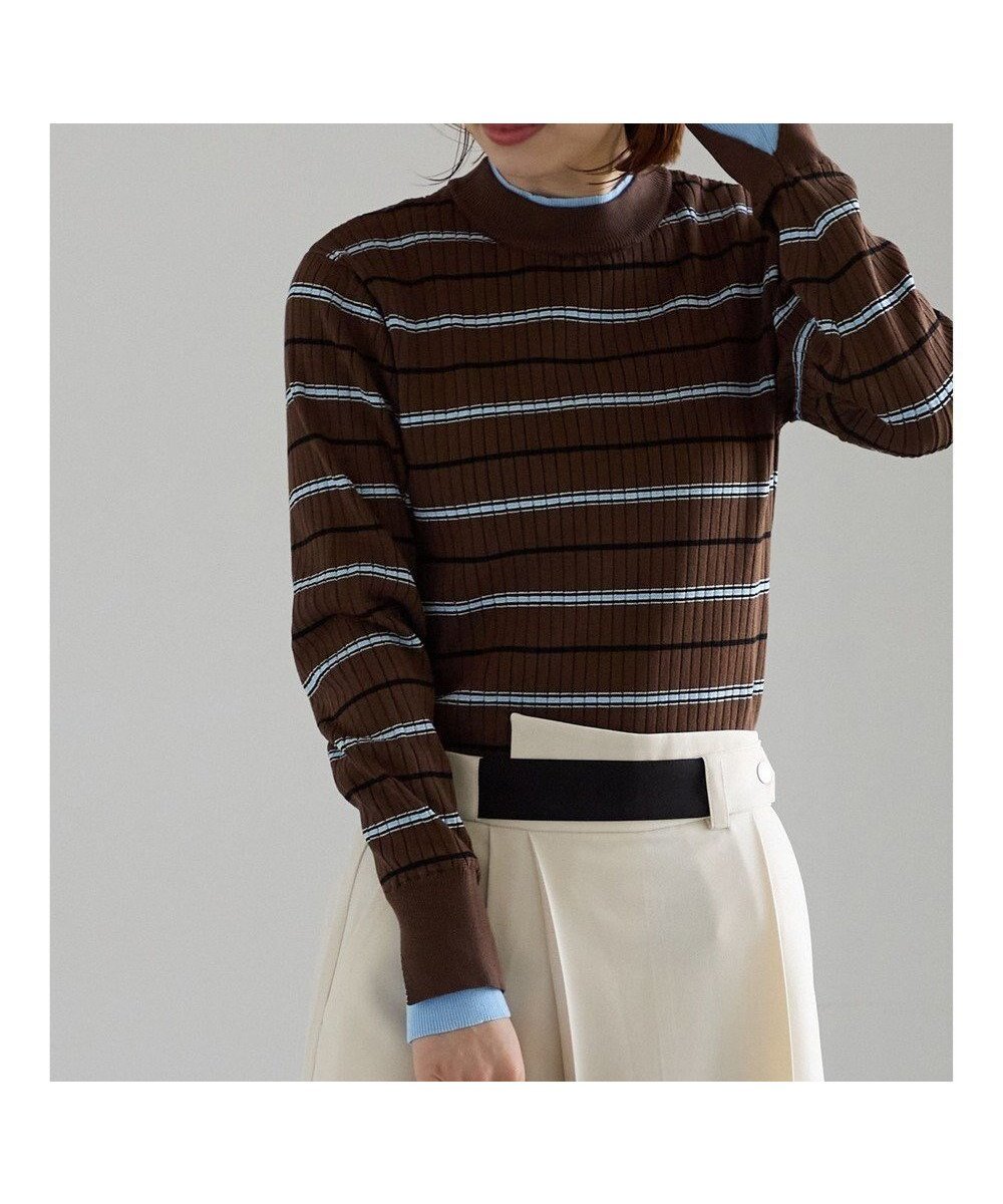 【テチチ/Te chichi】の配色レイヤードリブニットプルオーバー インテリア・キッズ・メンズ・レディースファッション・服の通販 founy(ファニー) ファッション Fashion レディースファッション Fashion for Women トップス・カットソー Cut & Sew Tops ニット Knit Tops & Sweaters カジュアルプルオーバー・ニットトップス Pullovers & Knit Tops / Casual Pullovers セーター Sweater, Knitwear ボーダー Border, Stripe 夏 Summer S/S・春夏 SS, Spring/Summer, Warm Season 無地 Plain, Solid Color A/W・秋冬 Autumn/Winter ブラウン|ID: prp329100004742542 ipo3291000000034270547