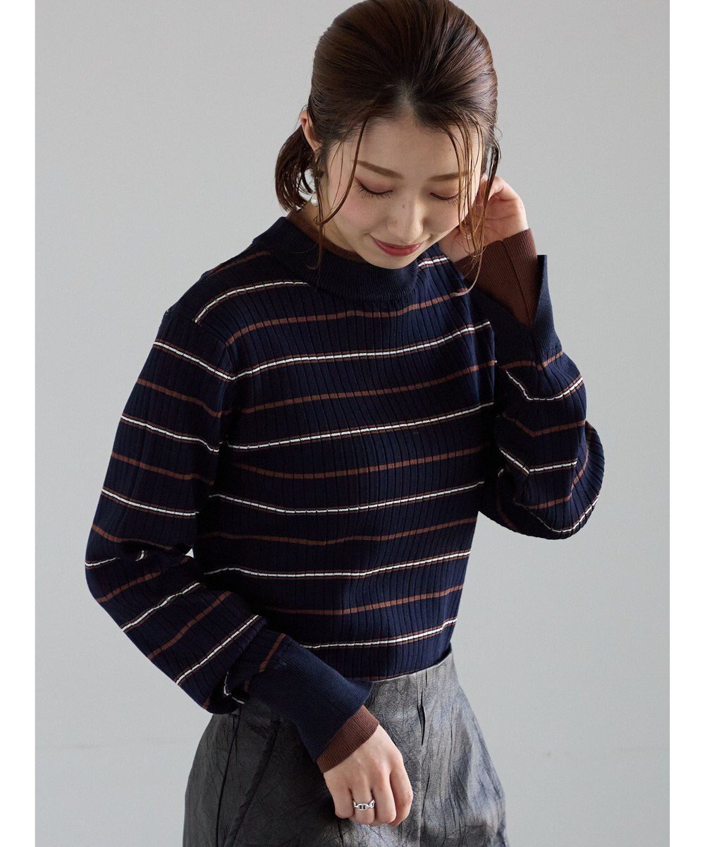 【テチチ/Te chichi】の配色レイヤードリブニットプルオーバー インテリア・キッズ・メンズ・レディースファッション・服の通販 founy(ファニー) ファッション Fashion レディースファッション Fashion for Women トップス・カットソー Cut & Sew Tops ニット Knit Tops & Sweaters カジュアルプルオーバー・ニットトップス Pullovers & Knit Tops / Casual Pullovers セーター Sweater, Knitwear ボーダー Border, Stripe 夏 Summer S/S・春夏 SS, Spring/Summer, Warm Season 無地 Plain, Solid Color A/W・秋冬 Autumn/Winter ネイビー|ID: prp329100004742542 ipo3291000000034270548