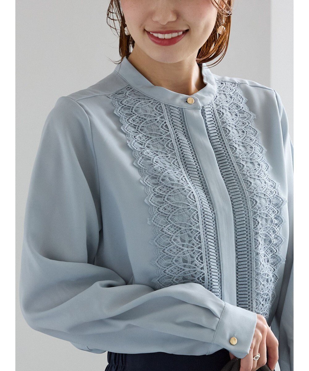 【テチチ/Te chichi】のフロントレースブラウス インテリア・キッズ・メンズ・レディースファッション・服の通販 founy(ファニー) ファッション Fashion レディースファッション Fashion for Women トップス・カットソー Cut & Sew Tops シャツ・ブラウス・オフィスカジュアル Elegant Blouses & Button-Ups インナー Innerwear クラシカル Classical, Vintage-Inspired ジャケット Jacket, Outerwear フロント Front, Front Design レース Lace, Lace Fabric エレガント 上品 Elegant 夏 Summer S/S・春夏 SS, Spring/Summer, Warm Season A/W・秋冬 Autumn/Winter ブルー|ID: prp329100004742546 ipo3291000000034270564