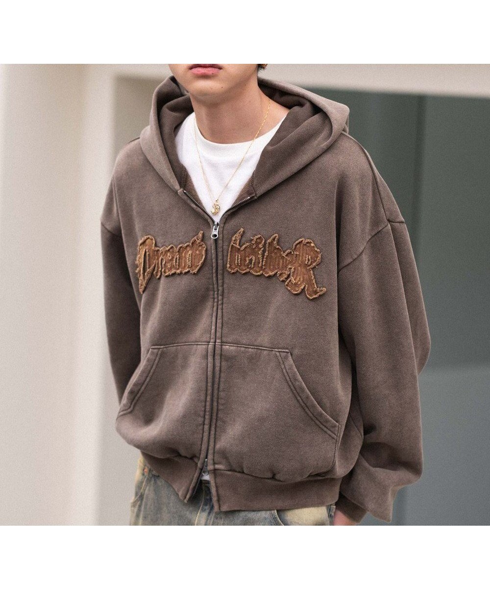 【ウィゴー/WEGO】の【ユニセックス着用ITEM/MLサイズ展開】ショートグラフィックZIPパーカー インテリア・キッズ・メンズ・レディースファッション・服の通販 founy(ファニー) 　ファッション　Fashion　レディースファッション　Fashion for Women　トップス・カットソー　Cut & Sew Tops　レディースパーカー・カジュアルフーディー　Casual Hoodies & Sweatshirts　インナー　Innerwear　ヴィンテージ　Vintage Style　秋　Autumn　グラフィック　Graphic, Graphic Design　ショート　Short, Short Length　ジップ　Zip, Zipper　スマホ　Smartphone, Mobile Device　デニム　Denim, Jeans Material　長袖　Long Sleeve, Full Sleeve　パーカー　Hoodie, Parka　ワイド　Wide, Wide Fit　冬　Winter / This Winter　A/W・秋冬　Autumn/Winter　おすすめ　Recommended / Our Picks　ブラウン|ID: prp329100004742839 ipo3291000000034273162