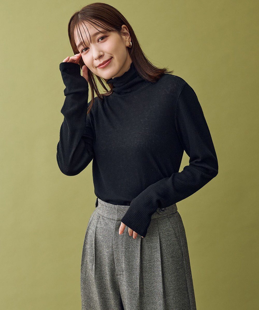 【エニー/ANY】のウール混リブタートルネックカットソー インテリア・キッズ・メンズ・レディースファッション・服の通販 founy(ファニー) 　ファッション　Fashion　レディースファッション　Fashion for Women　トップス・カットソー　Cut & Sew Tops　シャツ・ブラウス・オフィスカジュアル　Elegant Blouses & Button-Ups　ロングTシャツ・Tシャツ　Longline T-Shirts & Tees　カットソー・ベーシックTシャツ　Cut-and-Sewn Tops / Stretch Tees & Basics　タートルネック・ハイネックトップス　Turtlenecks & High-Neck Tops　インナー　Innerwear　洗える　Machine Washable　カットソー　Cut and Sewn Top　シアー　Sheer, See-Through　ストレッチ　Stretch, Stretchy Fabric　フィット　Fit, Slim Fit　A/W・秋冬　Autumn/Winter　おすすめ　Recommended / Our Picks　ブラック|ID: prp329100004743073 ipo3291000000034274946