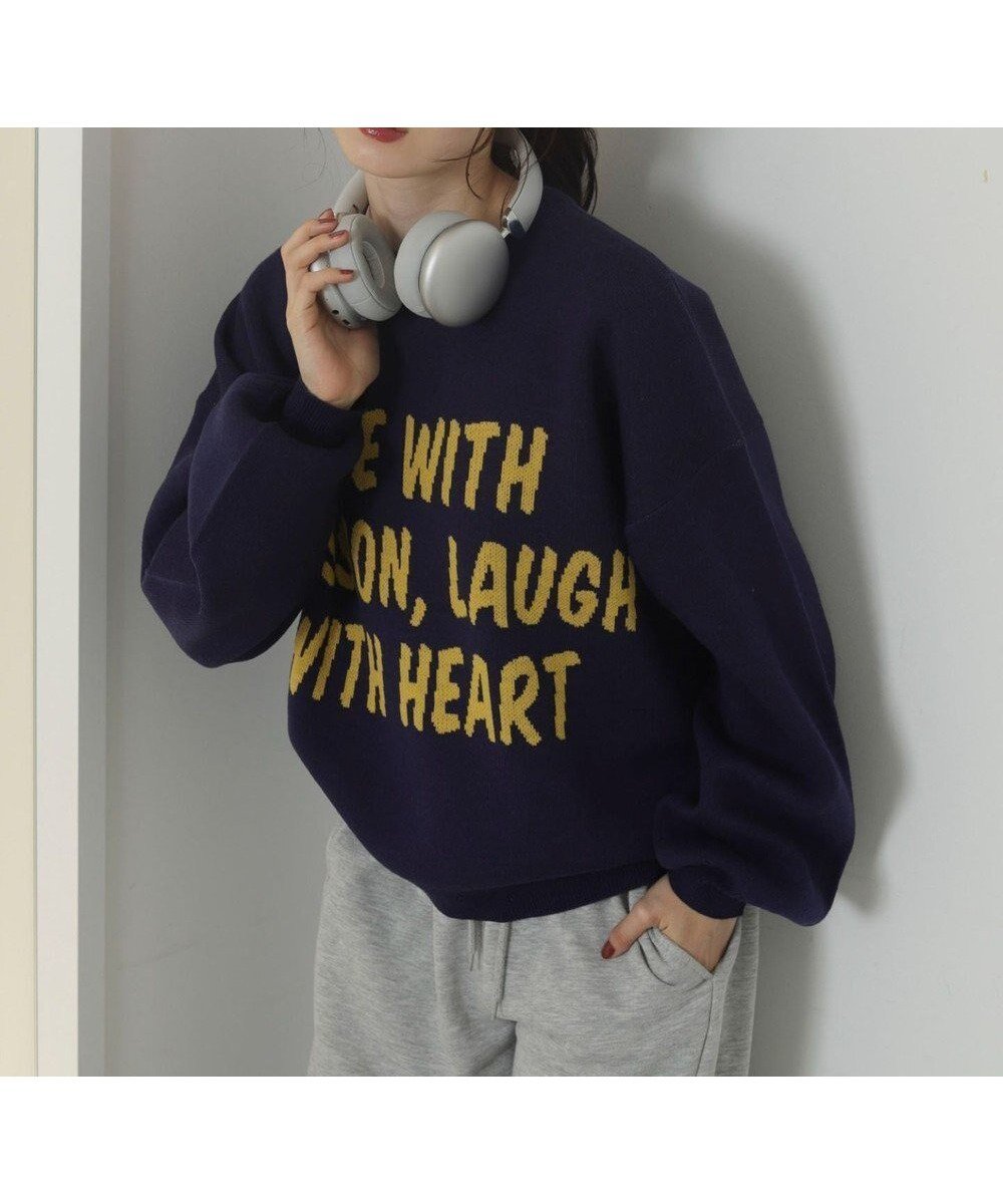 【ウィゴー/WEGO】のレタリングニットプルオーバー 人気、トレンドファッション・服の通販 founy(ファニー) 　ファッション　Fashion　レディースファッション　Fashion for Women　トップス・カットソー　Cut & Sew Tops　ニット　Knit Tops & Sweaters　カジュアルプルオーバー・ニットトップス　Pullovers & Knit Tops / Casual Pullovers　インナー　Innerwear　春　Spring　秋　Autumn　カーゴパンツ　Cargo Pants, Utility Pants　シンプル　Simple, Minimal　スマホ　Smartphone, Mobile Device　セーター　Sweater, Knitwear　ダウン　Down, Puffer　デニム　Denim, Jeans Material　トレンド　Trend, Trending Now　長袖　Long Sleeve, Full Sleeve　フロント　Front, Front Design　ミニスカート　Mini Skirt, Short Skirt　リラックス　Relax, Relaxed Fit　ロング　Long, Long-Length　ワイド　Wide, Wide Fit　冬　Winter / This Winter　A/W・秋冬　Autumn/Winter　おすすめ　Recommended / Our Picks　 other-1|ID: prp329100004743115 ipo3291000000034275171