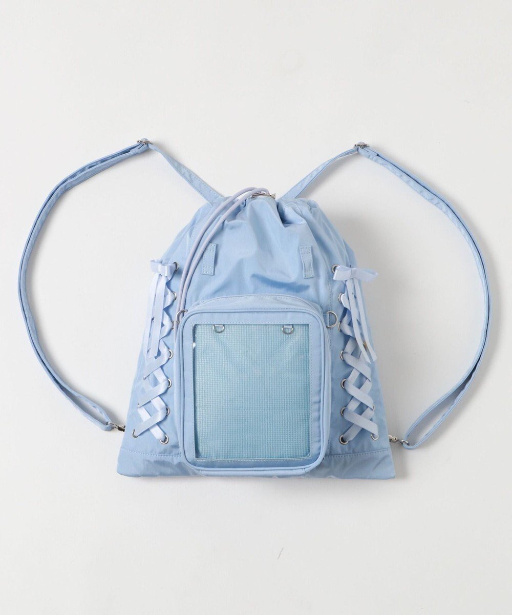 【ウィゴー/WEGO】の【痛バ&推し活】きらふわぬい2WAY痛ナップサック インテリア・キッズ・メンズ・レディースファッション・服の通販 founy(ファニー) 　ファッション　Fashion　レディースファッション　Fashion for Women　バッグ　Bags　秋　Autumn　ショルダー　Shoulder, Shoulder Strap　スマホ　Smartphone, Mobile Device　チャーム　Charm, Pendant　バランス　Balance, Style Balance　ポケット　Pocket, Pocket Detail　メッシュ　Mesh, Net Fabric　無地　Plain, Solid Color　リュック　Backpack, Rucksack　ループ　Loop, Loop Knit　レース　Lace, Lace Fabric　2025年　2025　2025-2026秋冬・A/W　Autumn/Winter 2025–26 AW25–26　サックス|ID: prp329100004743770 ipo3291000000034281743