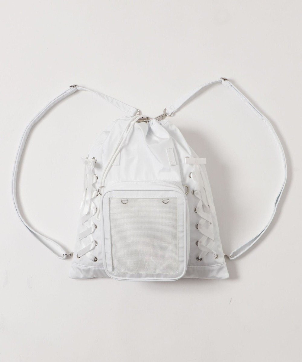 【ウィゴー/WEGO】の【痛バ&推し活】きらふわぬい2WAY痛ナップサック インテリア・キッズ・メンズ・レディースファッション・服の通販 founy(ファニー) 　ファッション　Fashion　レディースファッション　Fashion for Women　バッグ　Bags　秋　Autumn　ショルダー　Shoulder, Shoulder Strap　スマホ　Smartphone, Mobile Device　チャーム　Charm, Pendant　バランス　Balance, Style Balance　ポケット　Pocket, Pocket Detail　メッシュ　Mesh, Net Fabric　無地　Plain, Solid Color　リュック　Backpack, Rucksack　ループ　Loop, Loop Knit　レース　Lace, Lace Fabric　2025年　2025　2025-2026秋冬・A/W　Autumn/Winter 2025–26 AW25–26　ホワイト|ID: prp329100004743770 ipo3291000000034281747