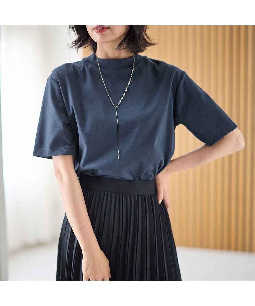 【エニー/ANY】の【接触冷感/UVケア】マルチファンクションモックネックTシャツ インテリア・キッズ・メンズ・レディースファッション・服の通販 founy(ファニー) 　ファッション　Fashion　レディースファッション　Fashion for Women　トップス・カットソー　Cut & Sew Tops　シャツ・ブラウス・オフィスカジュアル　Elegant Blouses & Button-Ups　ロングTシャツ・Tシャツ　Longline T-Shirts & Tees　カットソー・ベーシックTシャツ　Cut-and-Sewn Tops / Stretch Tees & Basics　おすすめ　Recommended / Our Picks　インナー　Innerwear　カットソー　Cut and Sewn Top　クラシカル　Classical, Vintage-Inspired　シンプル　Simple, Minimal　デニム　Denim, Jeans Material　ベスト　Vest, Waistcoat　モックネック　Mock Neck, Short Turtleneck　半袖　Short Sleeve, Half Sleeve　夏　Summer　春　Spring　S/S・春夏　SS, Spring/Summer, Warm Season　ネイビー|ID: prp329100004743842 ipo3291000000034282565