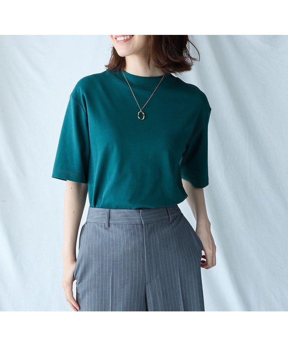 【エニー/ANY】の【接触冷感/UVケア】マルチファンクションモックネックTシャツ インテリア・キッズ・メンズ・レディースファッション・服の通販 founy(ファニー) 　ファッション　Fashion　レディースファッション　Fashion for Women　トップス・カットソー　Cut & Sew Tops　シャツ・ブラウス・オフィスカジュアル　Elegant Blouses & Button-Ups　ロングTシャツ・Tシャツ　Longline T-Shirts & Tees　カットソー・ベーシックTシャツ　Cut-and-Sewn Tops / Stretch Tees & Basics　おすすめ　Recommended / Our Picks　インナー　Innerwear　カットソー　Cut and Sewn Top　クラシカル　Classical, Vintage-Inspired　シンプル　Simple, Minimal　デニム　Denim, Jeans Material　ベスト　Vest, Waistcoat　モックネック　Mock Neck, Short Turtleneck　半袖　Short Sleeve, Half Sleeve　夏　Summer　春　Spring　S/S・春夏　SS, Spring/Summer, Warm Season　ピーコックグリーン|ID: prp329100004743842 ipo3291000000034282566