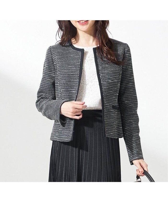 【エニィ スィス/any SiS】のリップルボーダーストレッチ ノーカラージャケット インテリア・キッズ・メンズ・レディースファッション・服の通販 founy(ファニー) https://founy.com/ ファッション Fashion レディースファッション Fashion for Women アウター Coat / Outerwear Collection レディースジャケット・軽アウター Jackets ノーカラージャケット / シンプル上品コーデ Collarless Jackets おすすめ Recommended / Our Picks ギャザー Gathered, Ruffled シフォン Chiffon, Lightweight Fabric シャイニー Shiny, Glossy Finish ジャケット Jacket, Outerwear ストレッチ Stretch, Stretchy Fabric セレモニー Ceremony ツイード Twill, Twill Weave フェミニン Feminine, Girly ブレード Braid, Decorative Trim ボーダー Border, Stripe ポケット Pocket, Pocket Detail エレガント 上品 Elegant 切替 Switching, Contrast Panel 夏 Summer 春 Spring S/S・春夏 SS, Spring/Summer, Warm Season |ID: prp329100004743858 ipo3291000000034282777