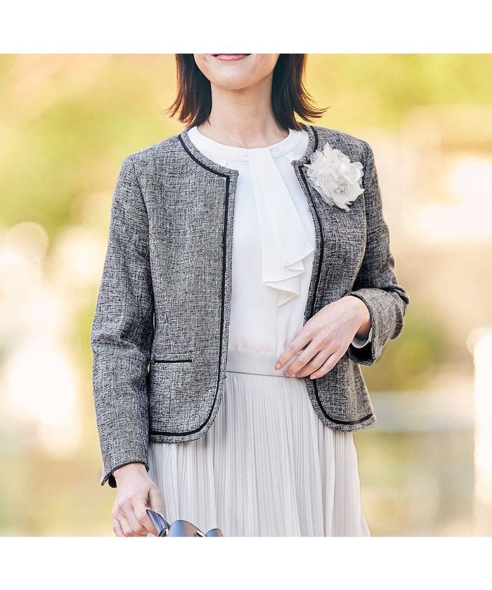 【エニィ スィス/any SiS】のミニライトボーダー ノーカラージャケット インテリア・キッズ・メンズ・レディースファッション・服の通販 founy(ファニー) https://founy.com/ ファッション Fashion レディースファッション Fashion for Women アウター Coat / Outerwear Collection レディースジャケット・軽アウター Jackets ノーカラージャケット / シンプル上品コーデ Collarless Jackets エレガント 上品 Elegant シンプル Simple, Minimal ジャケット Jacket, Outerwear スリット Slit, Slit Detail セレモニー Ceremony ダウン Down, Puffer ツイード Twill, Twill Weave ミックス Mix, Mixed Style 夏 Summer 定番 Standard, Basic Item 春 Spring S/S・春夏 SS, Spring/Summer, Warm Season ビジネス 仕事 通勤 Business / Work / Commuting |ID: prp329100004743859 ipo3291000000034282781