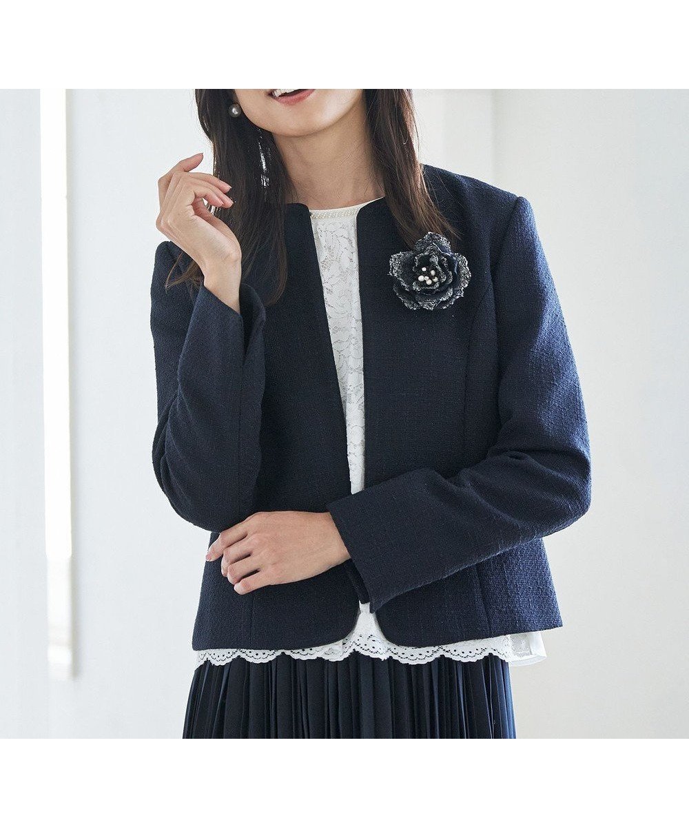 【エニー/ANY】のライトツイード ノーカラージャケット インテリア・キッズ・メンズ・レディースファッション・服の通販 founy(ファニー) ファッション Fashion レディースファッション Fashion for Women アウター Coat / Outerwear Collection レディースジャケット・軽アウター Jackets ノーカラージャケット / シンプル上品コーデ Collarless Jackets シンプル Simple, Minimal ジャケット Jacket, Outerwear スリット Slit, Slit Detail セレモニー Ceremony ツイード Twill, Twill Weave パイピング Piping, Trim Design フィット Fit, Slim Fit フロント Front, Front Design ワンポイント One Point, Statement Accent 夏 Summer 春 Spring S/S・春夏 SS, Spring/Summer, Warm Season ネイビー|ID: prp329100004743867 ipo3291000000034282829