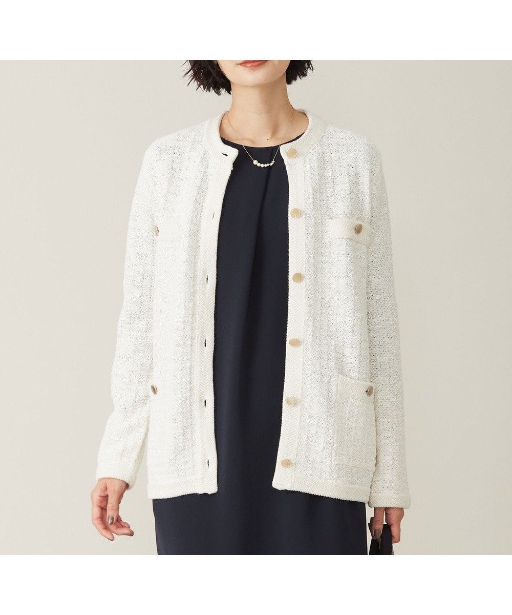 【ジェイ プレス/J.PRESS】の【WEB限定カラーあり・洗える】TWEED ニット カーディガン インテリア・キッズ・メンズ・レディースファッション・服の通販 founy(ファニー) 　ファッション　Fashion　レディースファッション　Fashion for Women　トップス・カットソー　Cut & Sew Tops　ニット　Knit Tops & Sweaters　カーディガン・羽織り　Layered Style Cardigans　エレガント 上品　Elegant　洗える　Machine Washable　カットソー　Cut and Sewn Top　カーディガン　Cardigan, Knitwear　ジャケット　Jacket, Outerwear　ストレート　Straight, Straight Cut　ダウン　Down, Puffer　ツイード　Twill, Twill Weave　デニム　Denim, Jeans Material　トレンド　Trend, Trending Now　バランス　Balance, Style Balance　ミックス　Mix, Mixed Style　冬　Winter / This Winter　A/W・秋冬　Autumn/Winter　ホワイト系5|ID: prp329100004743878 ipo3291000000034282878