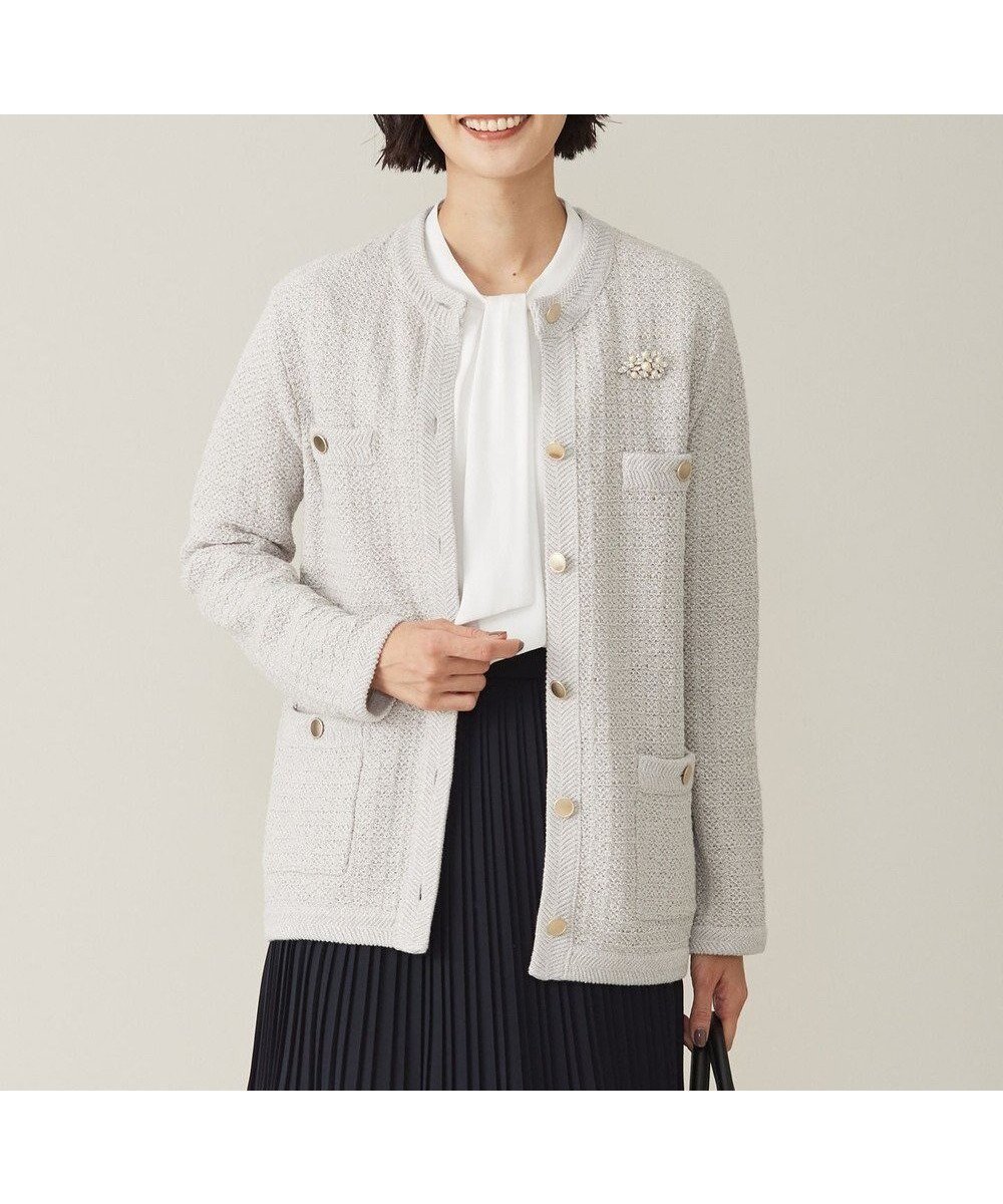 【ジェイ プレス/J.PRESS】の【WEB限定カラーあり・洗える】TWEED ニット カーディガン インテリア・キッズ・メンズ・レディースファッション・服の通販 founy(ファニー) 　ファッション　Fashion　レディースファッション　Fashion for Women　トップス・カットソー　Cut & Sew Tops　ニット　Knit Tops & Sweaters　カーディガン・羽織り　Layered Style Cardigans　エレガント 上品　Elegant　洗える　Machine Washable　カットソー　Cut and Sewn Top　カーディガン　Cardigan, Knitwear　ジャケット　Jacket, Outerwear　ストレート　Straight, Straight Cut　ダウン　Down, Puffer　ツイード　Twill, Twill Weave　デニム　Denim, Jeans Material　トレンド　Trend, Trending Now　バランス　Balance, Style Balance　ミックス　Mix, Mixed Style　冬　Winter / This Winter　A/W・秋冬　Autumn/Winter　ライトグレー系5|ID: prp329100004743878 ipo3291000000034282879