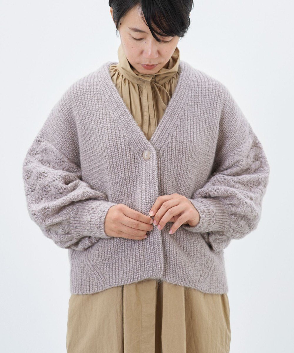 【ムーク/muuc】の〈高品質シルク&アンゴラモヘア〉模様編み ボリューム袖 カーディガン インテリア・キッズ・メンズ・レディースファッション・服の通販 founy(ファニー) ファッション Fashion レディースファッション Fashion for Women トップス・カットソー Cut & Sew Tops カーディガン・羽織り Layered Style Cardigans アンゴラ Angora Knitwear カーディガン Cardigan, Knitwear キャンバス Canvas, Canvas Fabric シルク Silk, 100% Silk スモック Smock, Smock Dress 透かし Cut-Out, Lacework 手編み Hand-Knitted, Handmade Knit パターン Pattern, Design Print モコモコ Fuzzy, Fluffy A/W・秋冬 Autumn/Winter 再入荷 Restock / Back in Stock ベージュ|ID: prp329100004744303 ipo3291000000034290089