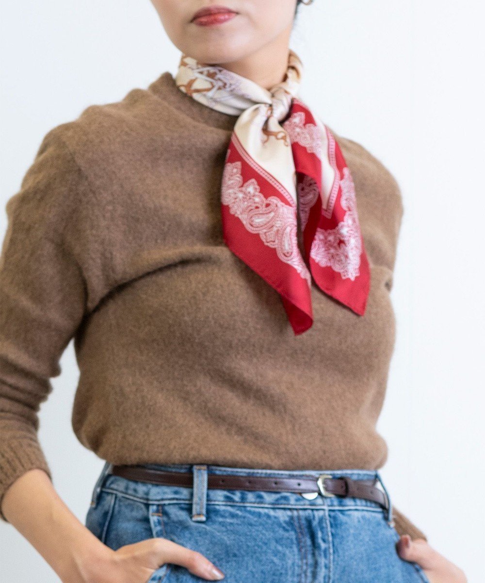 【マルカオリジナル/Marca originals】の【Marcaオリジナル】馬具&ペイズリー 小判 シルクツイル スカーフ インテリア・キッズ・メンズ・レディースファッション・服の通販 founy(ファニー) ファッション Fashion レディースファッション Fashion for Women エレガント 上品 Elegant シルク Silk, 100% Silk スカーフ Scarf, Neckwear ストール Stole, Wrap ハンカチ Handkerchief, Hanky バンダナ Bandana, Head Scarf プリント Print, Printed Pattern ペイズリー Paisley, Ethnic Pattern モチーフ Motif, Design Theme ワンポイント One Point, Statement Accent アカ|ID: prp329100004744637 ipo3291000000034294800