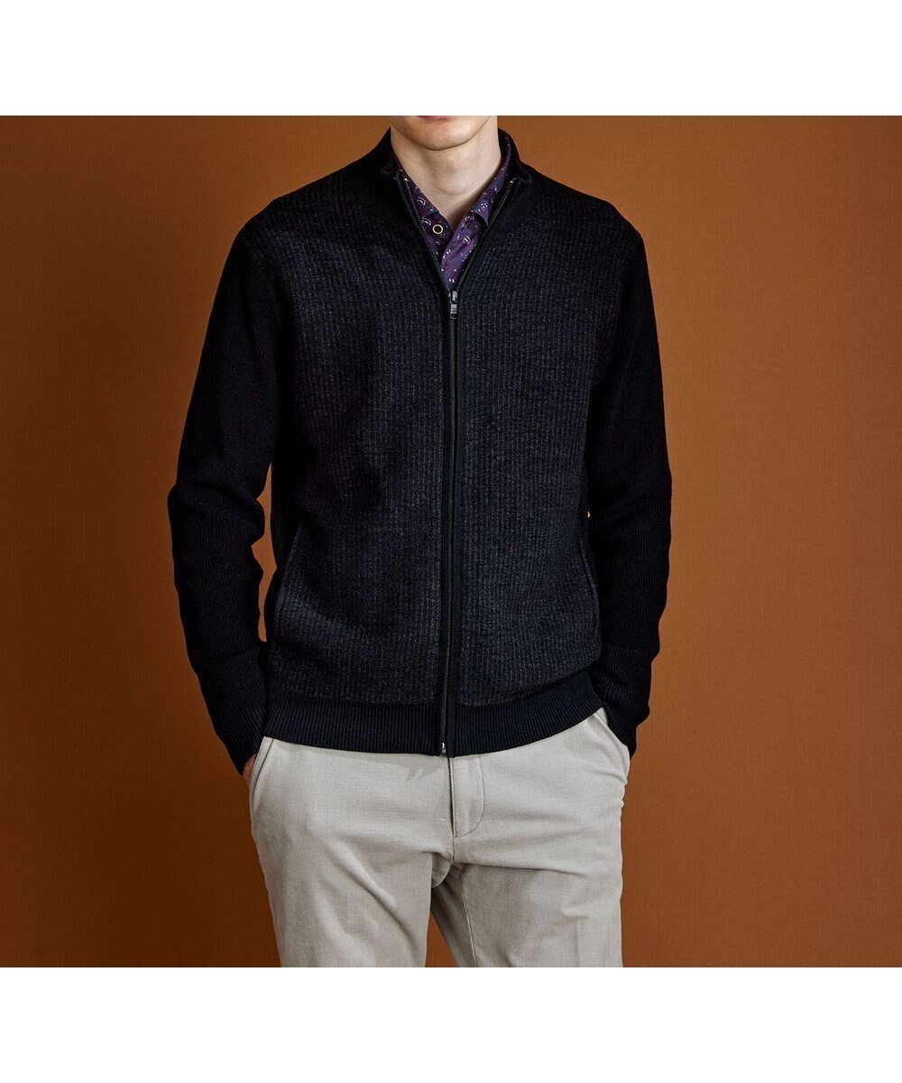 【ジョセフ アブード/JOSEPH ABBOUD / MEN】の【軽量/イージーケア】 KARL KARLジップ ニット ブルゾン インテリア・キッズ・メンズ・レディースファッション・服の通販 founy(ファニー) ファッション Fashion メンズファッション Fashion for Men トップス・カットソー Cut & Sew Tops ニット・セーター / 定番トップス Knit Tops & Sweaters カーディガン / 羽織り Cardigans インナー Innerwear カーディガン Cardigan, Knitwear ジップ Zip, Zipper ジャカード/ジャガード Jacquard, Woven Pattern ストライプ Stripe, Striped Pattern ストレッチ Stretch, Stretchy Fabric スポーツ Sports, Activewear ブルゾン Blouson, Bomber Jacket 今季 This Season, Current Season 抗菌 Antibacterial, Bacteria-Resistant 畦 Ribbed Knit A/W・秋冬 Autumn/Winter 軽量 Lightweight, Ultra Light ブラック系|ID: prp329100004744667 ipo3291000000034295113