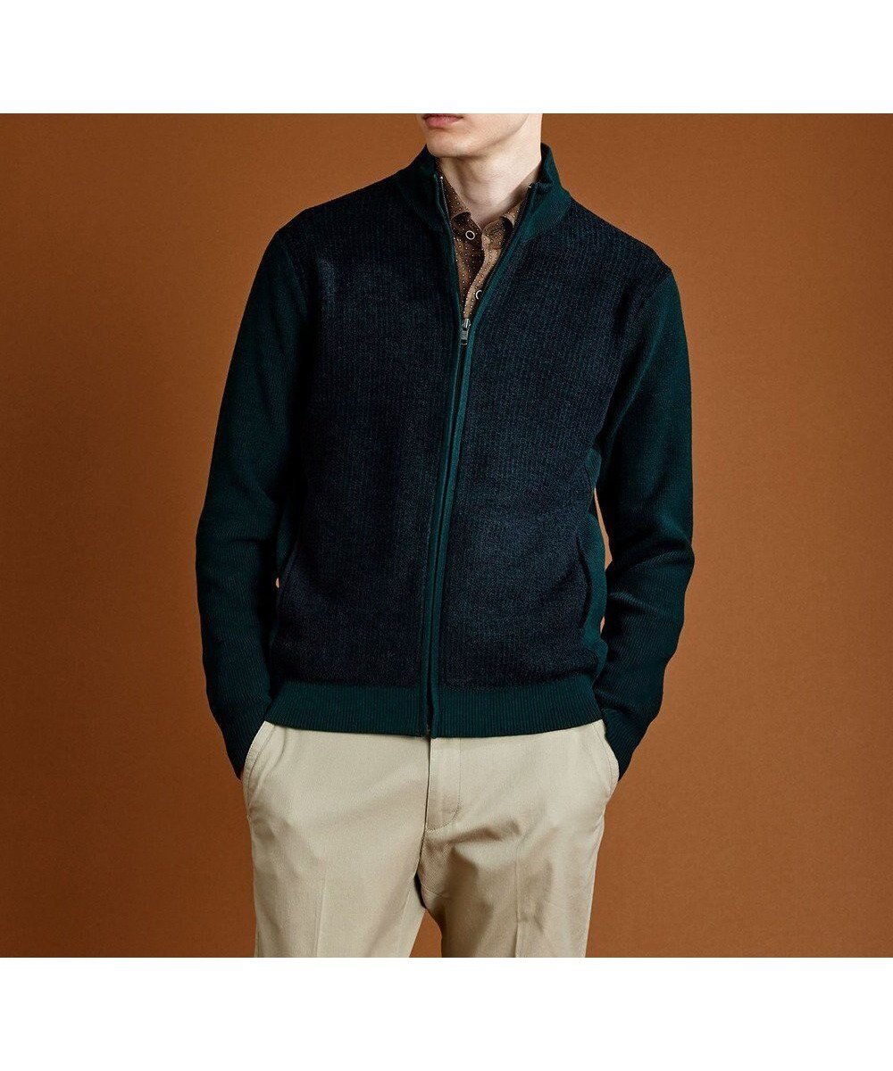 【ジョセフ アブード/JOSEPH ABBOUD / MEN】の【軽量/イージーケア】 KARL KARLジップ ニット ブルゾン インテリア・キッズ・メンズ・レディースファッション・服の通販 founy(ファニー) ファッション Fashion メンズファッション Fashion for Men トップス・カットソー Cut & Sew Tops ニット・セーター / 定番トップス Knit Tops & Sweaters カーディガン / 羽織り Cardigans インナー Innerwear カーディガン Cardigan, Knitwear ジップ Zip, Zipper ジャカード/ジャガード Jacquard, Woven Pattern ストライプ Stripe, Striped Pattern ストレッチ Stretch, Stretchy Fabric スポーツ Sports, Activewear ブルゾン Blouson, Bomber Jacket 今季 This Season, Current Season 抗菌 Antibacterial, Bacteria-Resistant 畦 Ribbed Knit A/W・秋冬 Autumn/Winter 軽量 Lightweight, Ultra Light ダークグリーン系|ID: prp329100004744667 ipo3291000000034295115