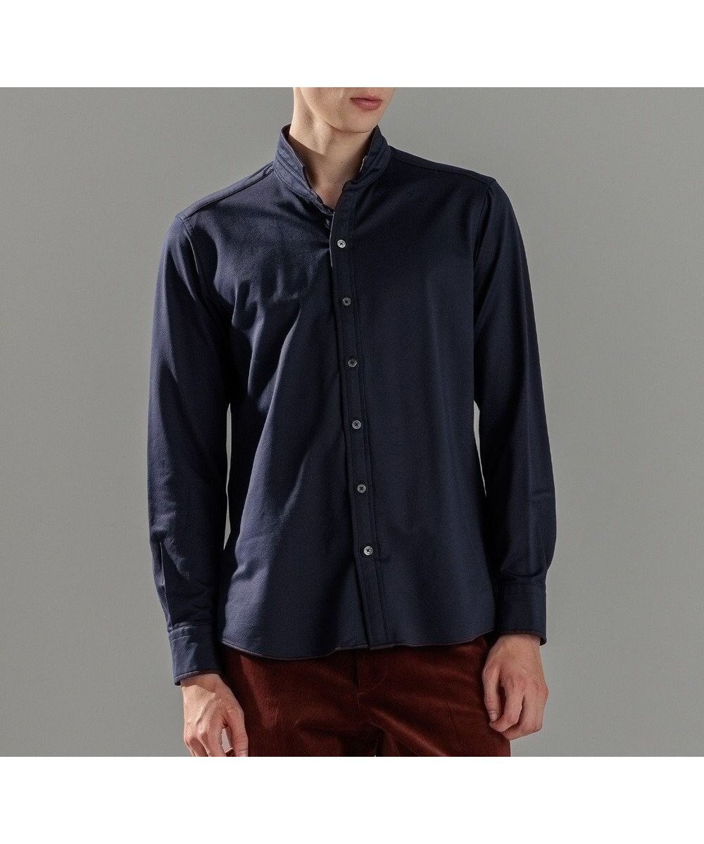 【ジョゼフ オム/JOSEPH HOMME / MEN】のツイルネルジャージー ウイングカラーシャツ インテリア・キッズ・メンズ・レディースファッション・服の通販 founy(ファニー) 　ファッション　Fashion　メンズファッション　Fashion for Men　トップス・カットソー　Cut & Sew Tops　メンズシャツ　Shirts　インナー　Innerwear　シェイプ　Shape, Slim Fit　シンプル　Simple, Minimal　ジャケット　Jacket, Outerwear　ストレッチ　Stretch, Stretchy Fabric　ポケット　Pocket, Pocket Detail　冬　Winter / This Winter　A/W・秋冬　Autumn/Winter　長袖　Long Sleeve, Full Sleeve　ネイビー系|ID: prp329100004744671 ipo3291000000034295142