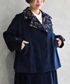 【ムーク/muuc】の〈遠州織物の工場で織られた上質なコットンコーデュロイ生地〉花刺繍ショートコート(セットアップ可能) ネイビー|ID: prp329100004745039 ipo3291000000034300086