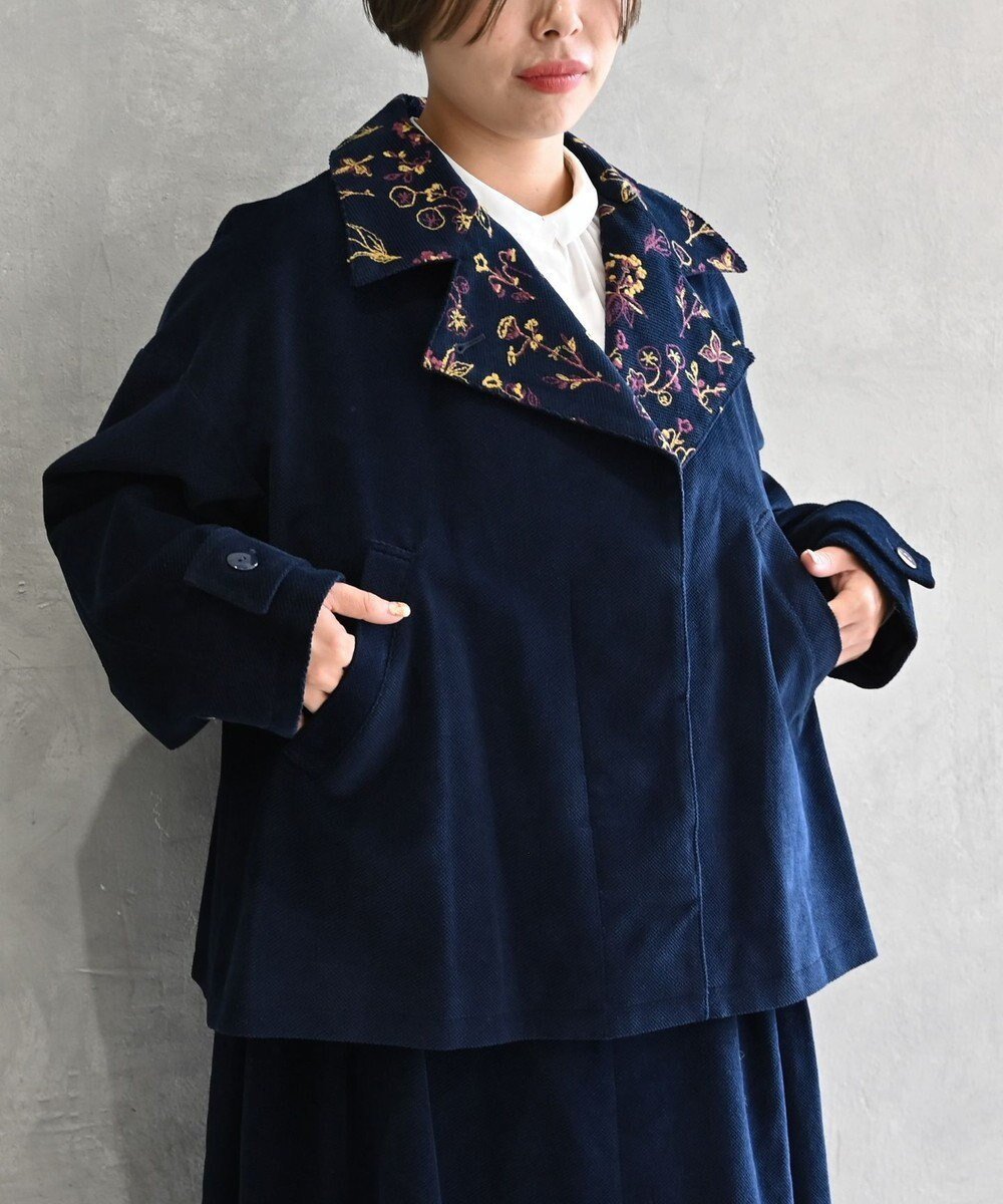 【ムーク/muuc】の〈遠州織物の工場で織られた上質なコットンコーデュロイ生地〉花刺繍ショートコート(セットアップ可能) インテリア・キッズ・メンズ・レディースファッション・服の通販 founy(ファニー) ファッション Fashion レディースファッション Fashion for Women アウター Coat / Outerwear Collection コート・ロングコート・ピーコート Long Coats, Peacoats & More レディースジャケット・軽アウター Jackets エレガント 上品 Elegant キャンバス Canvas, Canvas Fabric キュプラ Cupro, Eco Fabric クラシカル Classical, Vintage-Inspired クラシック Classic, Timeless Style コーデュロイ Corduroy, Cord Fabric ショート Short, Short Length シンプル Simple, Minimal ジャケット Jacket, Outerwear セットアップ Set-Up, Coordinated Outfit 手編み Hand-Knitted, Handmade Knit パターン Pattern, Design Print A/W・秋冬 Autumn/Winter 再入荷 Restock / Back in Stock ネイビー|ID: prp329100004745039 ipo3291000000034300086