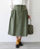 【ムーク/muuc】の〈遠州織物の工場で織られた上質なコットンコーデュロイ生地〉花刺繍スカート(セットアップ可能) グリーン|ID: prp329100004745041 ipo3291000000034300090