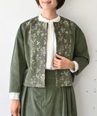 【ムーク/muuc】の〈遠州織物の工場で織られたコットンコーデュロイ生地〉花刺繍ノーカラージャケット(セットアップ可能) グリーン|ID: prp329100004745047 ipo3291000000034300117