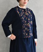 【ムーク/muuc】の〈遠州織物の工場で織られたコットンコーデュロイ生地〉花刺繍ノーカラージャケット(セットアップ可能) ネイビー|ID: prp329100004745047 ipo3291000000034300118