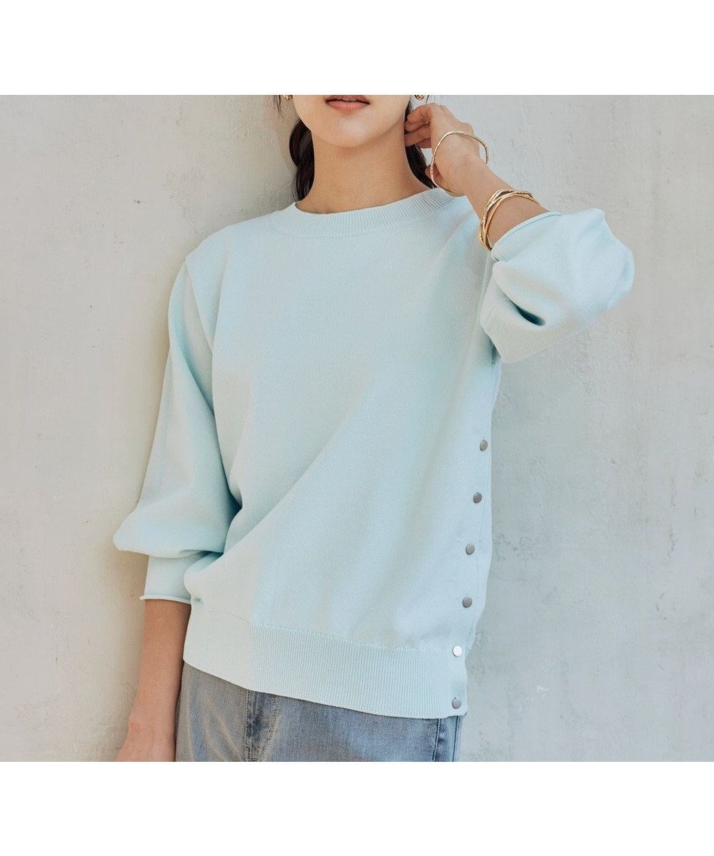 【自由区/JIYU-KU】の【WEB限定カラーあり・洗える】コットンナイロンミドルゲージ ニット インテリア・キッズ・メンズ・レディースファッション・服の通販 founy(ファニー) ファッション Fashion レディースファッション Fashion for Women トップス・カットソー Cut & Sew Tops ニット Knit Tops & Sweaters インナー Innerwear シンプル Simple, Minimal スリット Slit, Slit Detail セーター Sweater, Knitwear フェミニン Feminine, Girly ボトム Bottoms, Lower Wear 夏 Summer 春 Spring S/S・春夏 SS, Spring/Summer, Warm Season 洗える Machine Washable 無地 Plain, Solid Color ミント|ID: prp329100004745643 ipo3291000000034308728