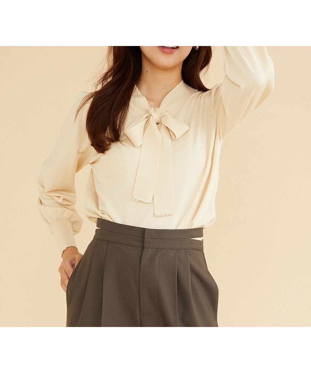 【フェルゥ/Feroux】の【洗える】プチパールボウタイ ニット インテリア・キッズ・メンズ・レディースファッション・服の通販 founy(ファニー) ファッション Fashion レディースファッション Fashion for Women トップス・カットソー Cut & Sew Tops ニット Knit Tops & Sweaters アクセサリー Fashion Accessories 洗える Machine Washable ジャケット Jacket, Outerwear セーター Sweater, Knitwear バランス Balance, Style Balance パール Pearl, Pearl Accent フェミニン Feminine, Girly ボトム Bottoms, Lower Wear A/W・秋冬 Autumn/Winter おすすめ Recommended / Our Picks ビジネス 仕事 通勤 Business / Work / Commuting アイボリー系|ID: prp329100004745666 ipo3291000000034309009