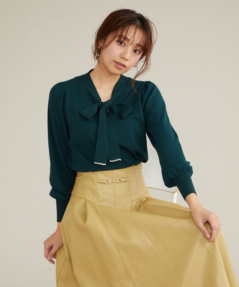 【フェルゥ/Feroux】の【洗える】プチパールボウタイ ニット インテリア・キッズ・メンズ・レディースファッション・服の通販 founy(ファニー) ファッション Fashion レディースファッション Fashion for Women トップス・カットソー Cut & Sew Tops ニット Knit Tops & Sweaters アクセサリー Fashion Accessories 洗える Machine Washable ジャケット Jacket, Outerwear セーター Sweater, Knitwear バランス Balance, Style Balance パール Pearl, Pearl Accent フェミニン Feminine, Girly ボトム Bottoms, Lower Wear A/W・秋冬 Autumn/Winter おすすめ Recommended / Our Picks ビジネス 仕事 通勤 Business / Work / Commuting グリーン系|ID: prp329100004745666 ipo3291000000034309010