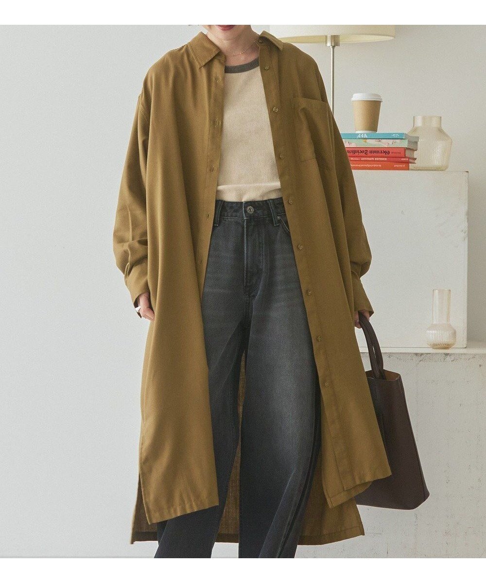 【アメリカンホリック/AMERICAN HOLIC】のT/Rカルゼロングシャツワンピース インテリア・キッズ・メンズ・レディースファッション・服の通販 founy(ファニー) 　ファッション　Fashion　レディースファッション　Fashion for Women　ワンピース　Dresses　シャツワンピース / 1枚で着映えコーデ　Shirt Dresses　アメリカン　American Style　シンプル　Simple, Minimal　スタイリッシュ　Stylish, Fashionable　スリット　Slit, Slit Detail　ダウン　Down, Puffer　ポケット　Pocket, Pocket Detail　A/W・秋冬　Autumn/Winter　おすすめ　Recommended / Our Picks　エレガント 上品　Elegant　Olive|ID: prp329100004745690 ipo3291000000034309168