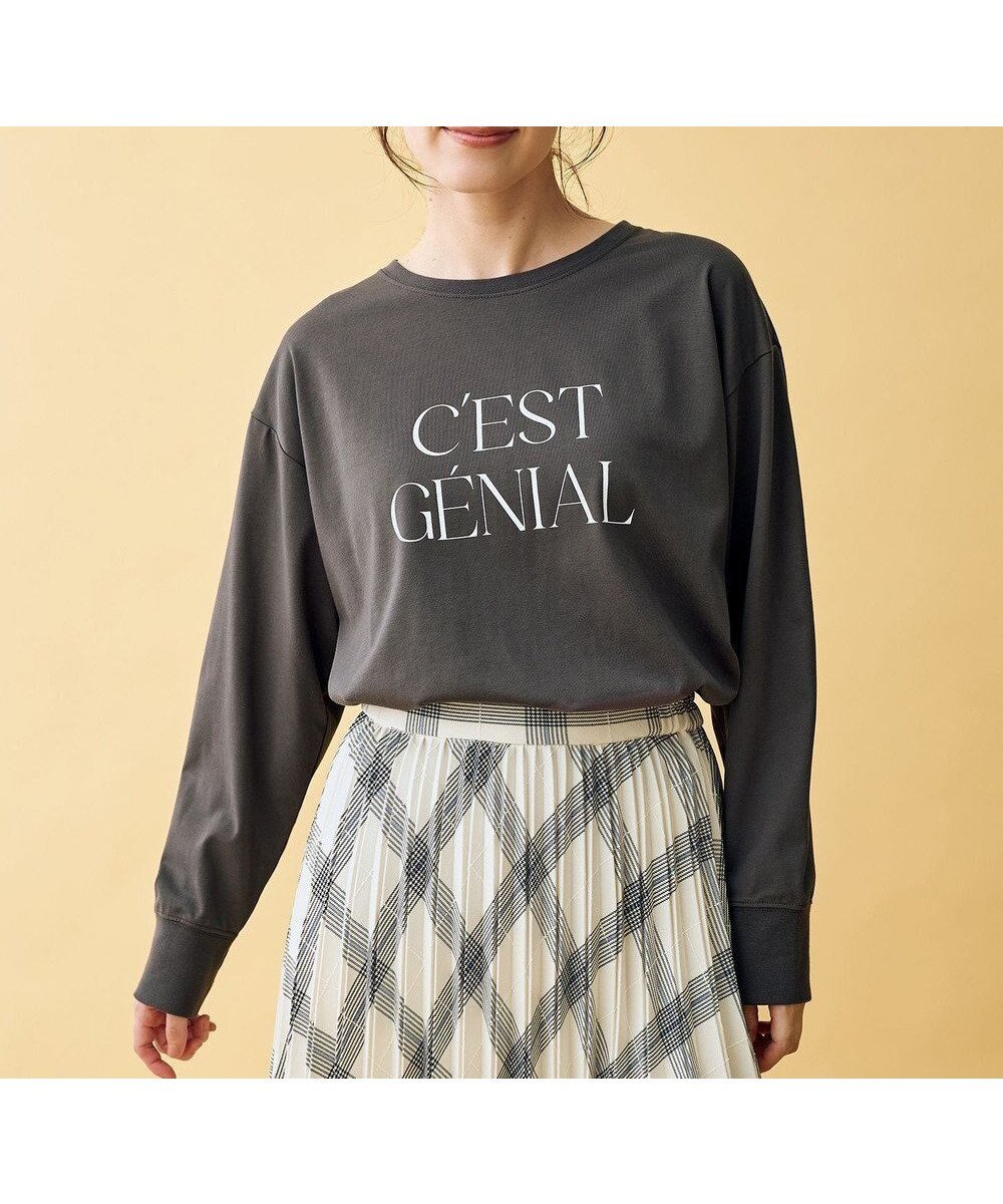 【エニー/ANY】のロゴロングスリーブTシャツ インテリア・キッズ・メンズ・レディースファッション・服の通販 founy(ファニー) 　ファッション　Fashion　レディースファッション　Fashion for Women　トップス・カットソー　Cut & Sew Tops　シャツ・ブラウス・オフィスカジュアル　Elegant Blouses & Button-Ups　ロングTシャツ・Tシャツ　Longline T-Shirts & Tees　カットソー・ベーシックTシャツ　Cut-and-Sewn Tops / Stretch Tees & Basics　春　Spring　カットソー　Cut and Sewn Top　シンプル　Simple, Minimal　スウェット / スエット　Sweatshirt, Sweatwear　スリット　Slit, Slit Detail　ロング　Long, Long-Length　冬　Winter / This Winter　A/W・秋冬　Autumn/Winter　おすすめ　Recommended / Our Picks　エレガント 上品　Elegant　スレート|ID: prp329100004745707 ipo3291000000034309280