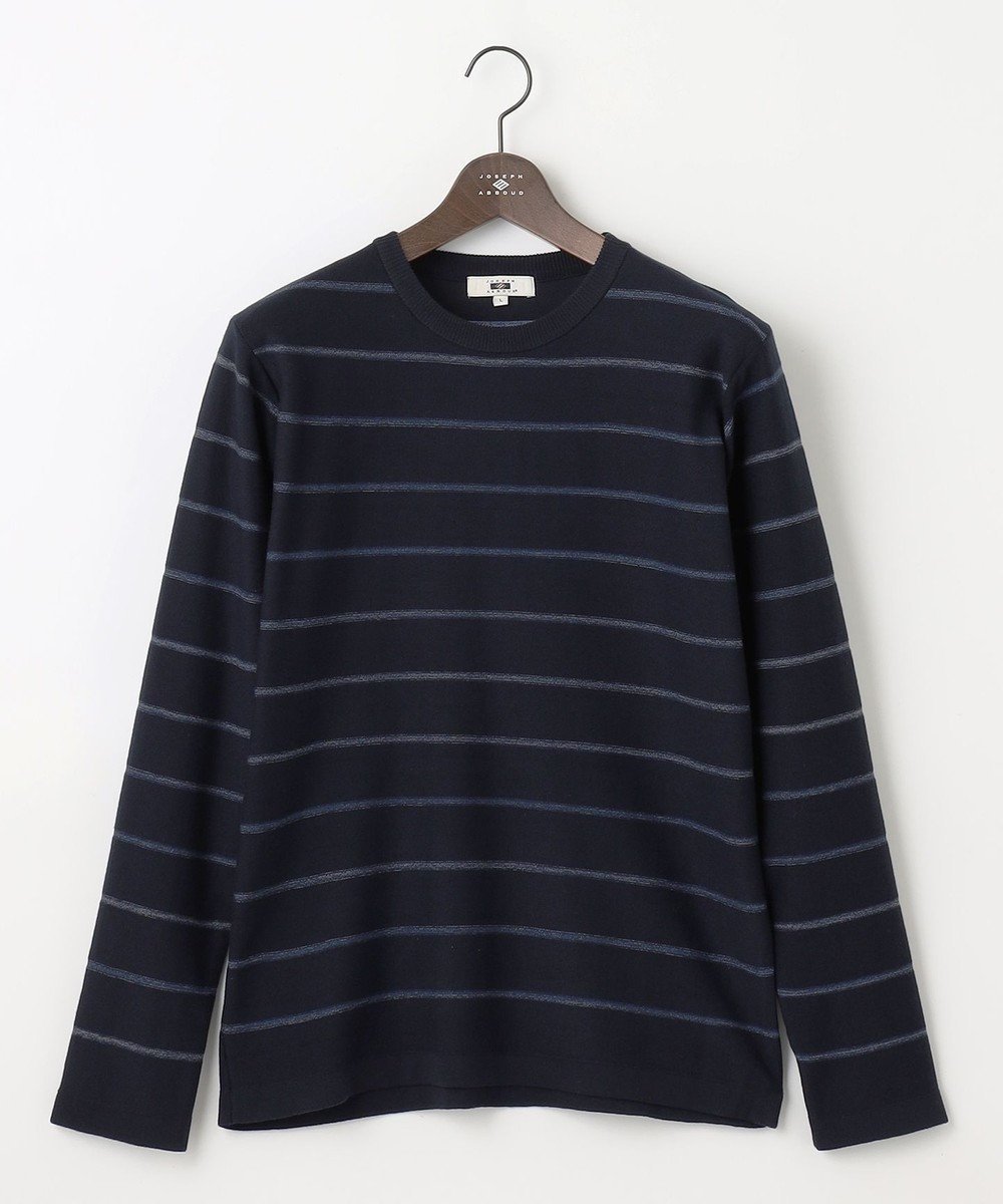 【ジョセフ アブード/JOSEPH ABBOUD / MEN】の【洗える】コットンカスリボーダー クルーネック ニット インテリア・キッズ・メンズ・レディースファッション・服の通販 founy(ファニー) 　ファッション　Fashion　メンズファッション　Fashion for Men　トップス・カットソー　Cut & Sew Tops　ニット・セーター / 定番トップス　Knit Tops & Sweaters　インナー　Innerwear　洗える　Machine Washable　コンパクト　Compact, Small Size　ストレッチ　Stretch, Stretchy Fabric　セーター　Sweater, Knitwear　長袖　Long Sleeve, Full Sleeve　ボーダー　Border, Stripe　A/W・秋冬　Autumn/Winter　ネイビー系2|ID: prp329100004745776 ipo3291000000034309748