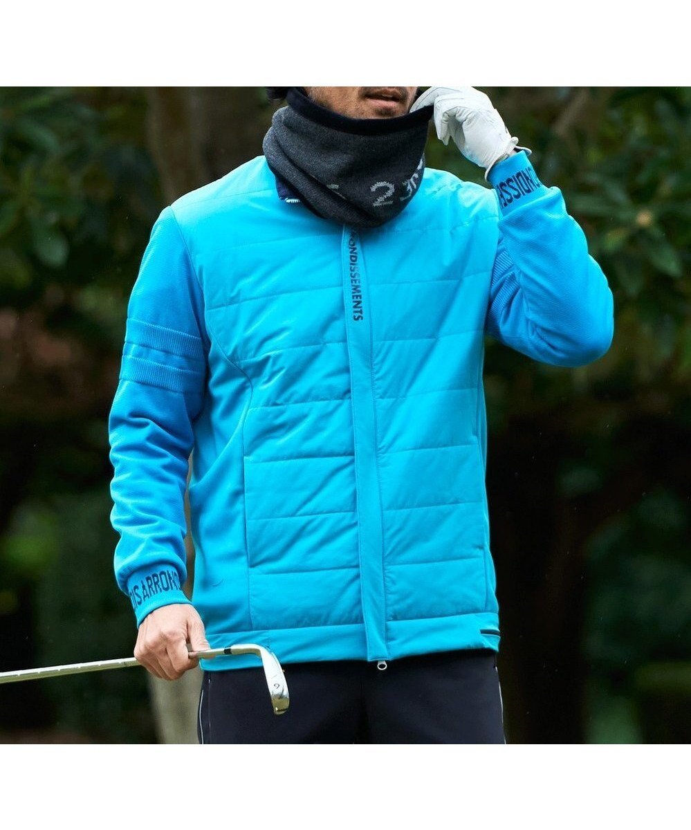 【23区 ゴルフ/23区GOLF / MEN】の【MEN】【ストレッチ性】中綿ブルゾン 防風機能を備え動きにフィット 見た目すっきり インテリア・キッズ・メンズ・レディースファッション・服の通販 founy(ファニー) 　ファッション　Fashion　メンズファッション　Fashion for Men　アウター　Men's Coats Outerwear　ブルゾンジャケット / カジュアルアウター　Bomber Jackets & Blousons　おすすめ　Recommended / Our Picks　キルト　Quilt, Quilted Fabric　ジャケット　Jacket, Outerwear　ストレッチ　Stretch, Stretchy Fabric　スポーツ　Sports, Activewear　タフタ　Taffeta, Structured Fabric　ダウン　Down, Puffer　フィット　Fit, Slim Fit　ブルゾン　Blouson, Bomber Jacket　ラウンド　Round, Round Neck　冬　Winter / This Winter　A/W・秋冬　Autumn/Winter　軽量　Lightweight, Ultra Light　ターコイズブルー系|ID: prp329100004745784 ipo3291000000034309795