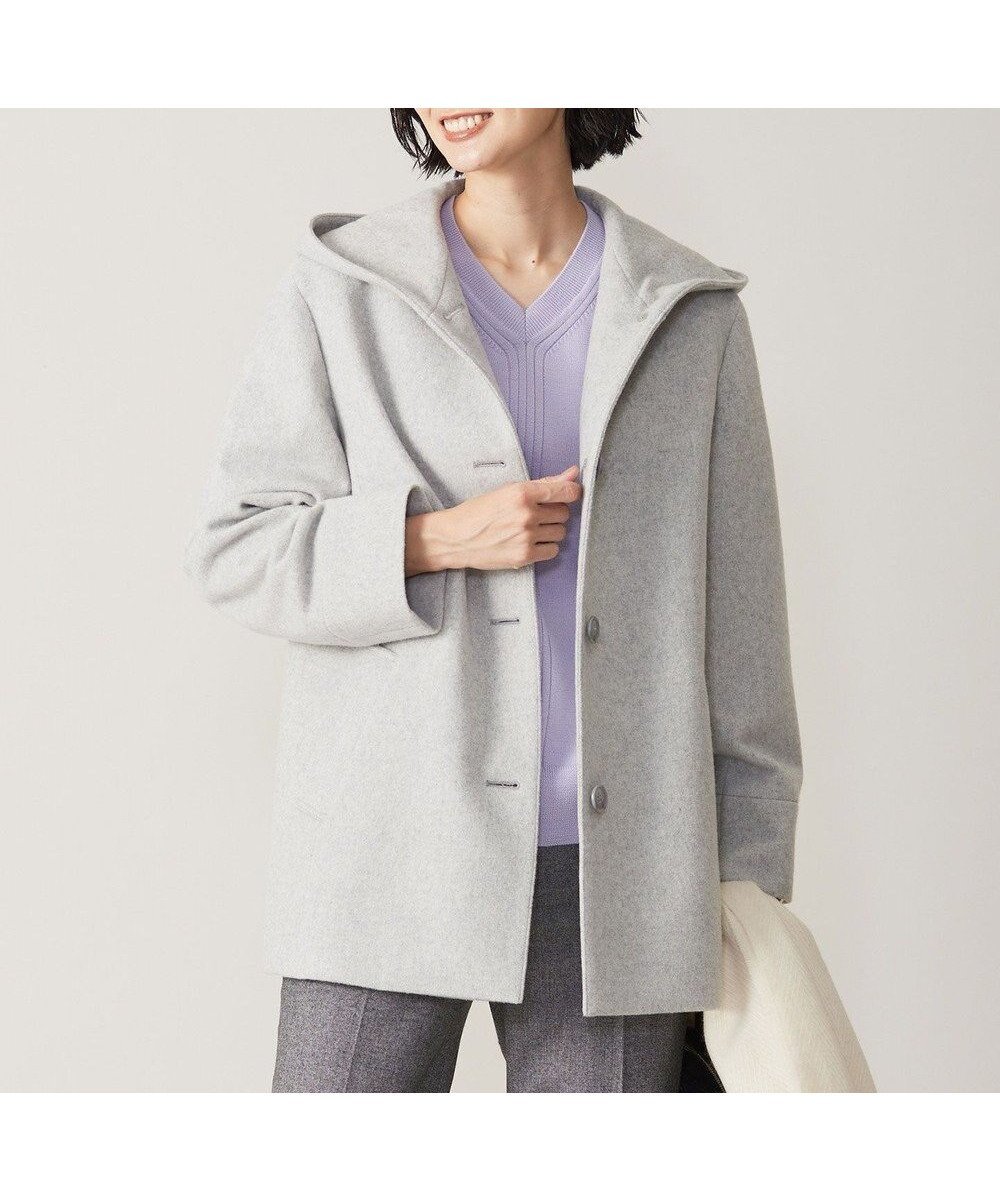 【ジェイ プレス/J.PRESS】のショートビーバー フーデッド コート インテリア・キッズ・メンズ・レディースファッション・服の通販 founy(ファニー)  ファッション Fashion レディースファッション Fashion for Women アウター Coat / Outerwear Collection コート・ロングコート・ピーコート Long Coats, Peacoats & More レディースジャケット・軽アウター Jackets ショート Short, Short Length ジャケット Jacket, Outerwear ミドル Middle Length, Mid Height 冬 Winter / This Winter A/W・秋冬 Autumn/Winter エレガント 上品 Elegant ライトグレー系|ID: prp329100004745819 ipo3291000000034310153