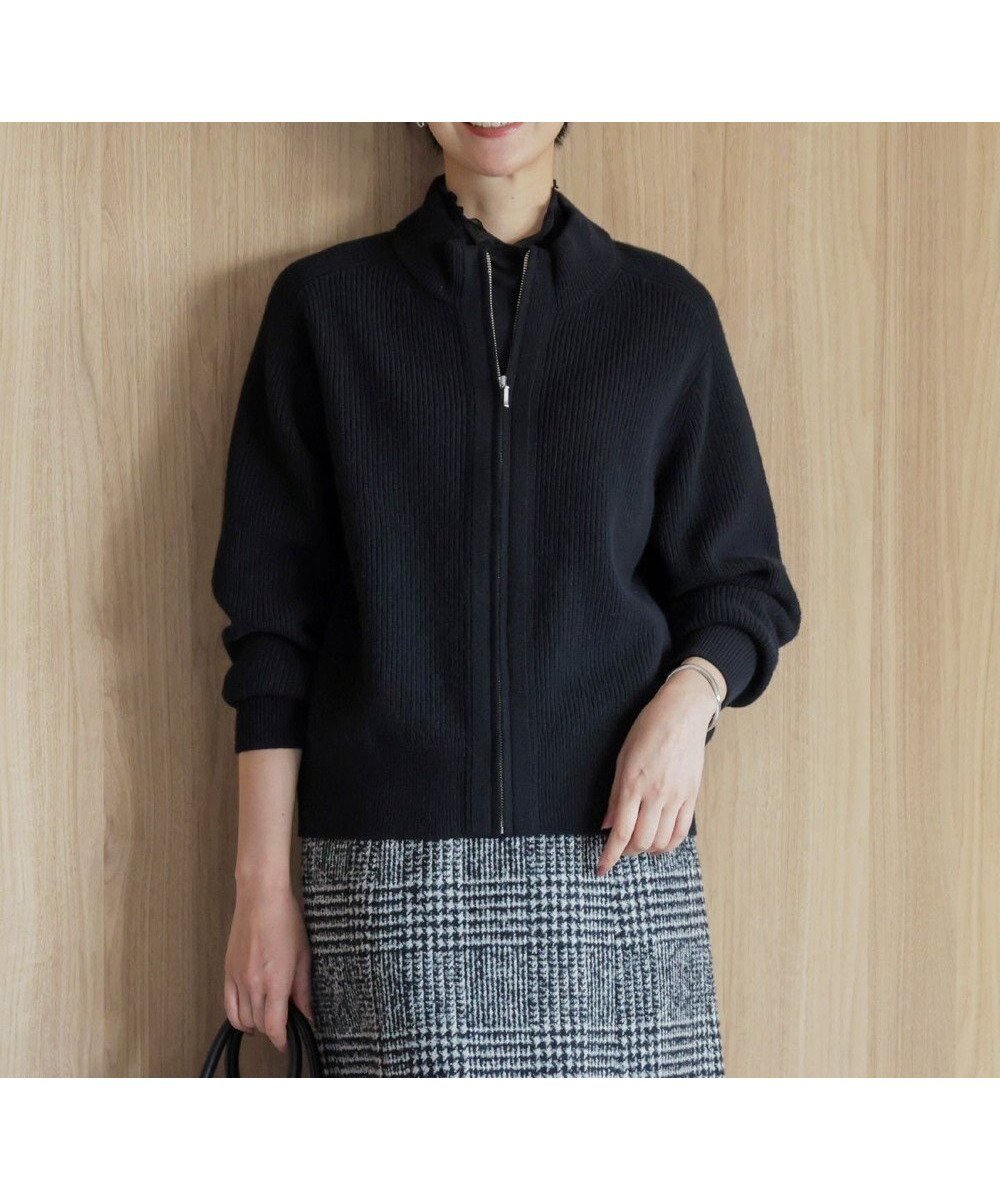 【ジェイ プレス/J.PRESS】の【洗える】CAT ジップアップブルゾン ニット インテリア・キッズ・メンズ・レディースファッション・服の通販 founy(ファニー) 　ファッション　Fashion　レディースファッション　Fashion for Women　アウター　Coat / Outerwear Collection　ブルゾンジャケット・スポーティアウター　Blouson Jackets　トップス・カットソー　Cut & Sew Tops　ニット　Knit Tops & Sweaters　セーター　Sweater, Knitwear　ベーシック　Basic, Essential　洗える　Machine Washable　畦　Ribbed Knit　A/W・秋冬　Autumn/Winter　ブラック系|ID: prp329100004745854 ipo3291000000034310442