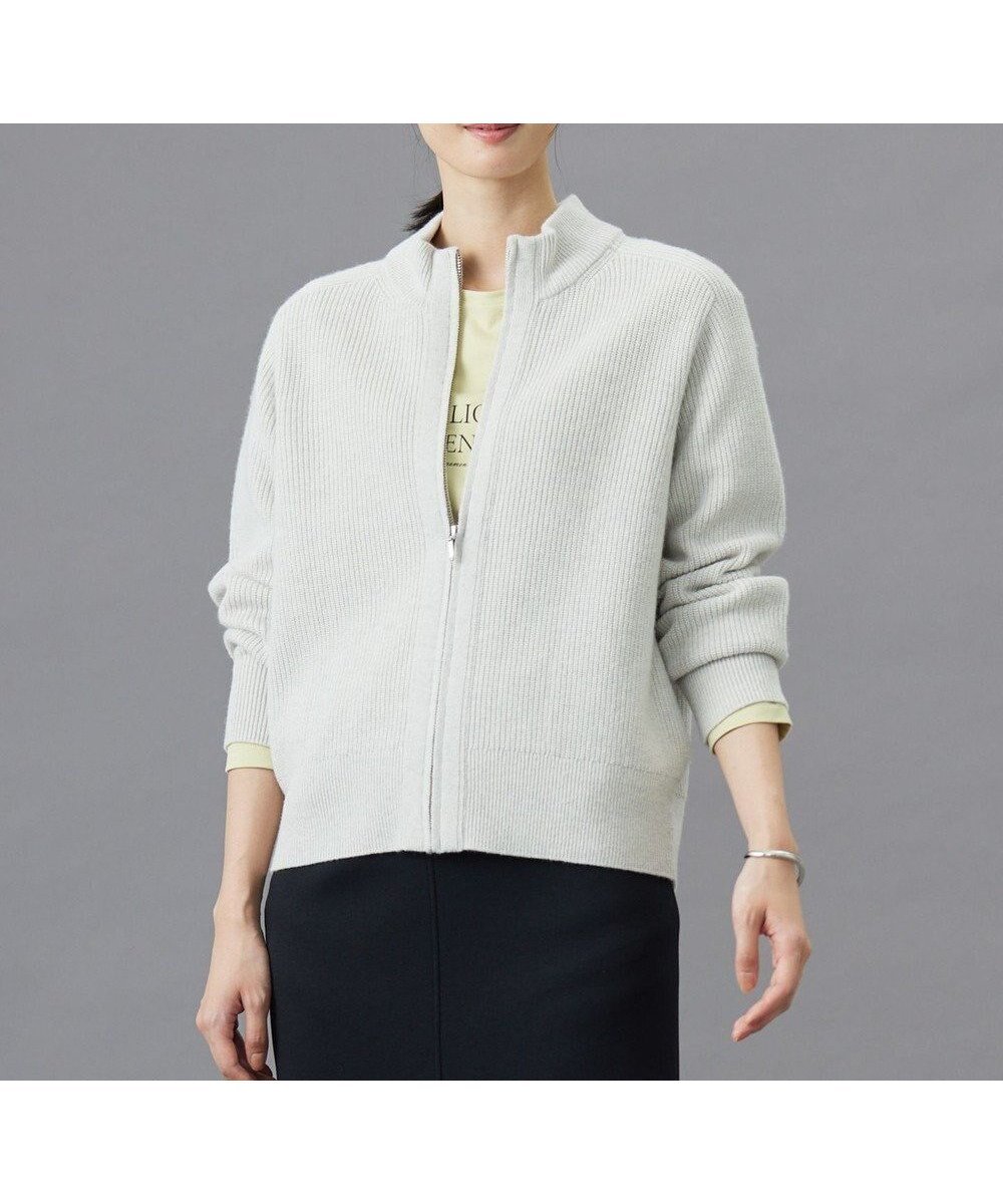 【ジェイ プレス/J.PRESS】の【洗える】CAT ジップアップブルゾン ニット インテリア・キッズ・メンズ・レディースファッション・服の通販 founy(ファニー) 　ファッション　Fashion　レディースファッション　Fashion for Women　アウター　Coat / Outerwear Collection　ブルゾンジャケット・スポーティアウター　Blouson Jackets　トップス・カットソー　Cut & Sew Tops　ニット　Knit Tops & Sweaters　セーター　Sweater, Knitwear　ベーシック　Basic, Essential　洗える　Machine Washable　畦　Ribbed Knit　A/W・秋冬　Autumn/Winter　ライトグレー系|ID: prp329100004745854 ipo3291000000034310444