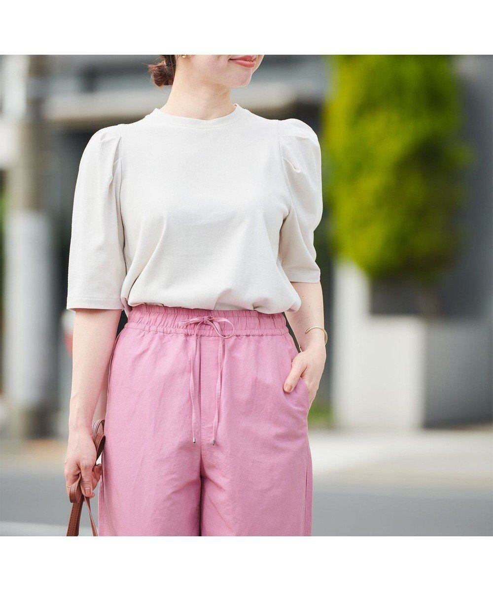 【アンフィーロ 自由区/UNFILO】のマルチエフェクト ボリュームスリーブ Tシャツ インテリア・キッズ・メンズ・レディースファッション・服の通販 founy(ファニー) 　ファッション　Fashion　レディースファッション　Fashion for Women　トップス・カットソー　Cut & Sew Tops　シャツ・ブラウス・オフィスカジュアル　Elegant Blouses & Button-Ups　ロングTシャツ・Tシャツ　Longline T-Shirts & Tees　カットソー・ベーシックTシャツ　Cut-and-Sewn Tops / Stretch Tees & Basics　ボリューム袖・フリルスリーブブラウス　Voluminous & Ruffle Sleeves / Puffy Sleeve Tops　インナー　Innerwear　カットソー　Cut and Sewn Top　スリーブ　Sleeve, Long Sleeve / Short Sleeve　トレンド　Trend, Trending Now　ベーシック　Basic, Essential　吸水　Absorbent, Quick-Dry　夏　Summer　春　Spring　S/S・春夏　SS, Spring/Summer, Warm Season　洗える　Machine Washable　グレージュ|ID: prp329100004745882 ipo3291000000034310714